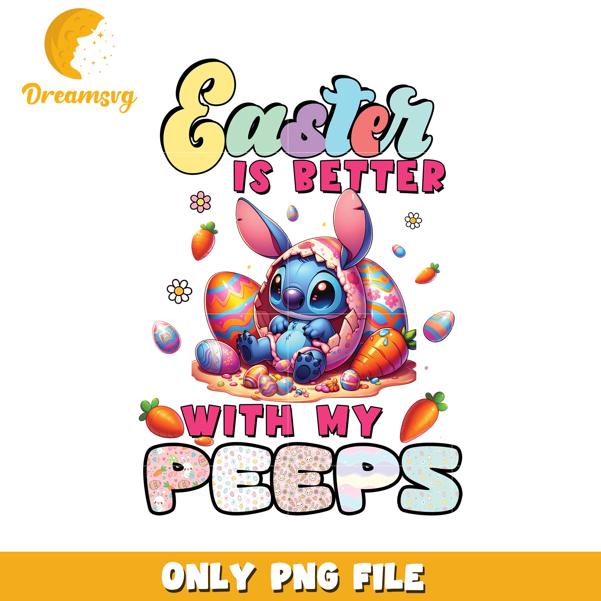 Easter Fun with Cute Bunny and Colorful Eggs Design PNG