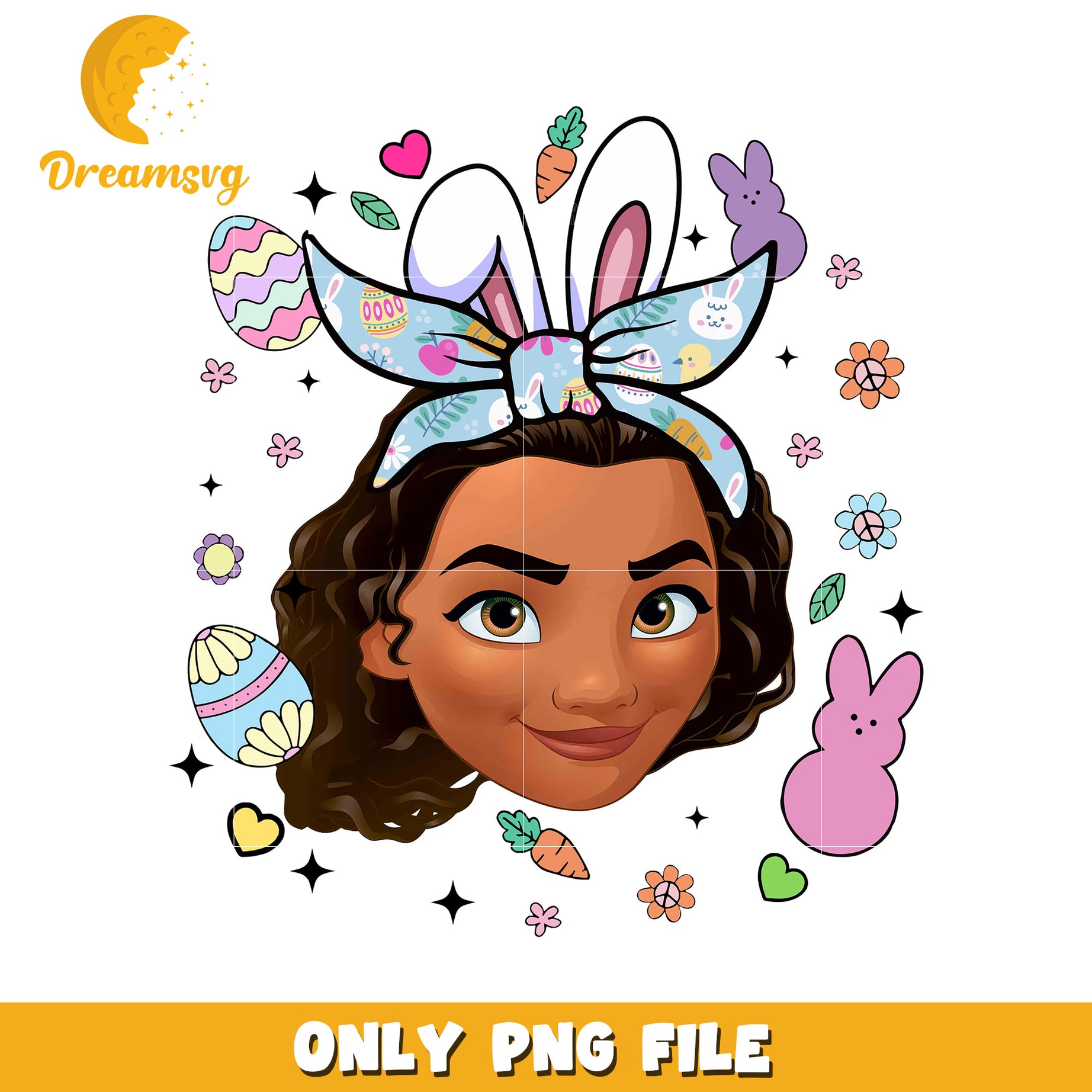 Easter Girl PNG Cute Bunny Hair