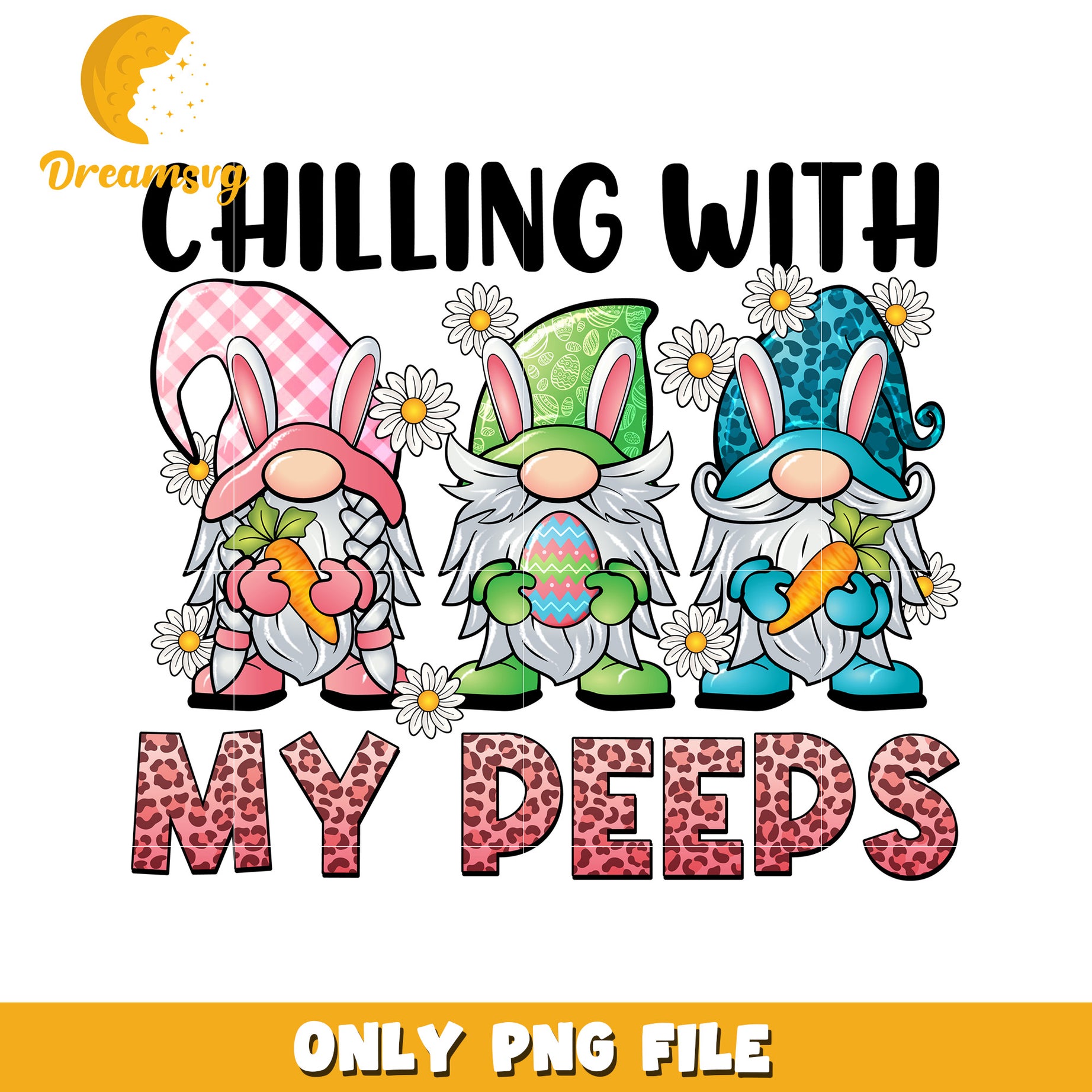 Easter Gnomes Chilling With My Peeps PNG