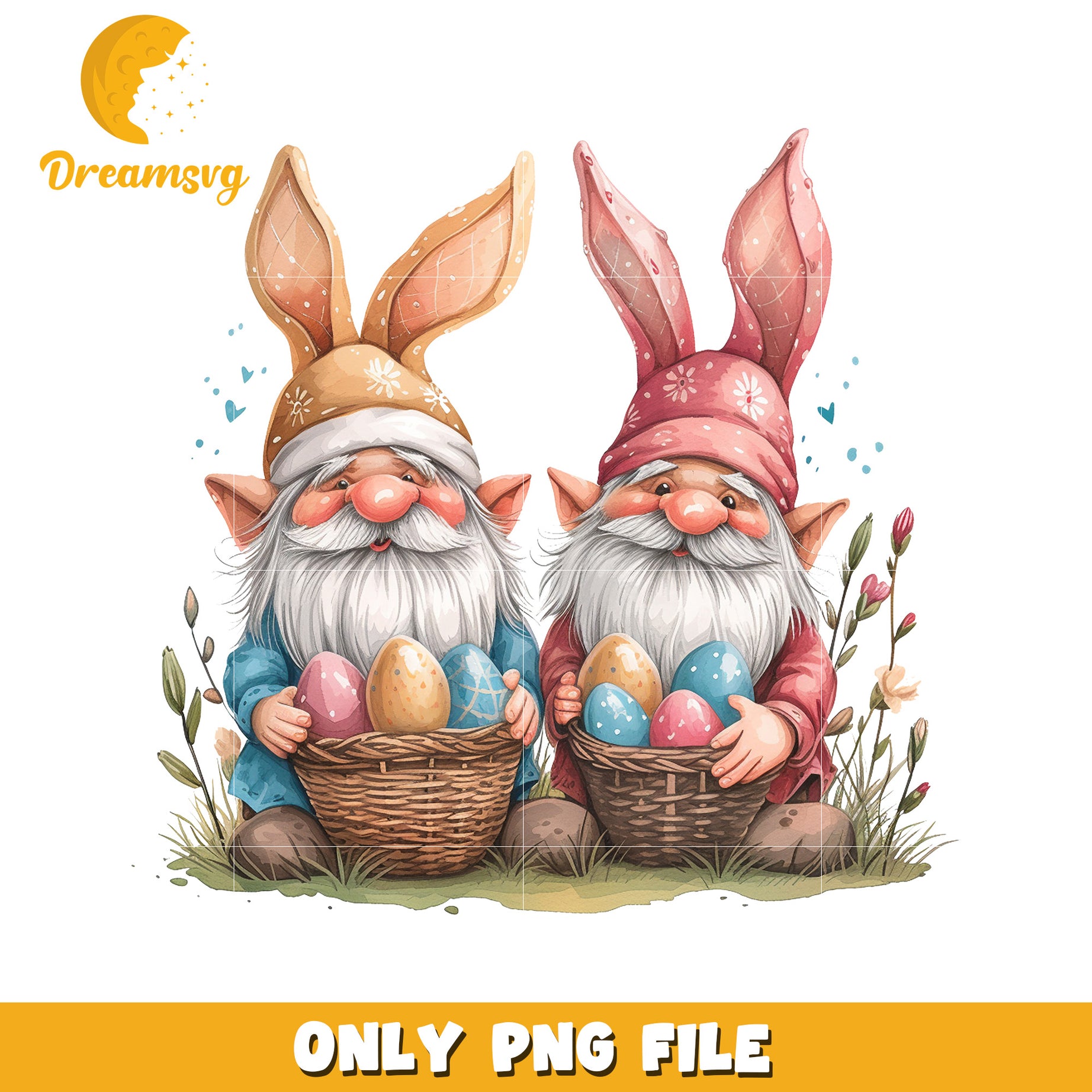 Easter Gnomes PNG Bunny Ears Eggs