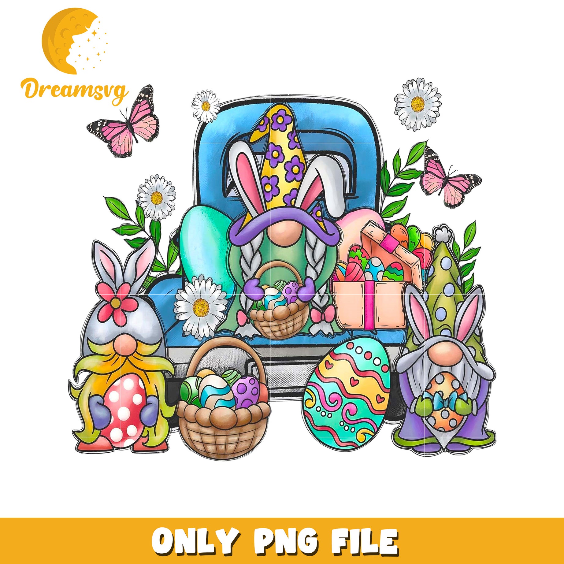 Easter Gnomes Truck PNG Sublimation