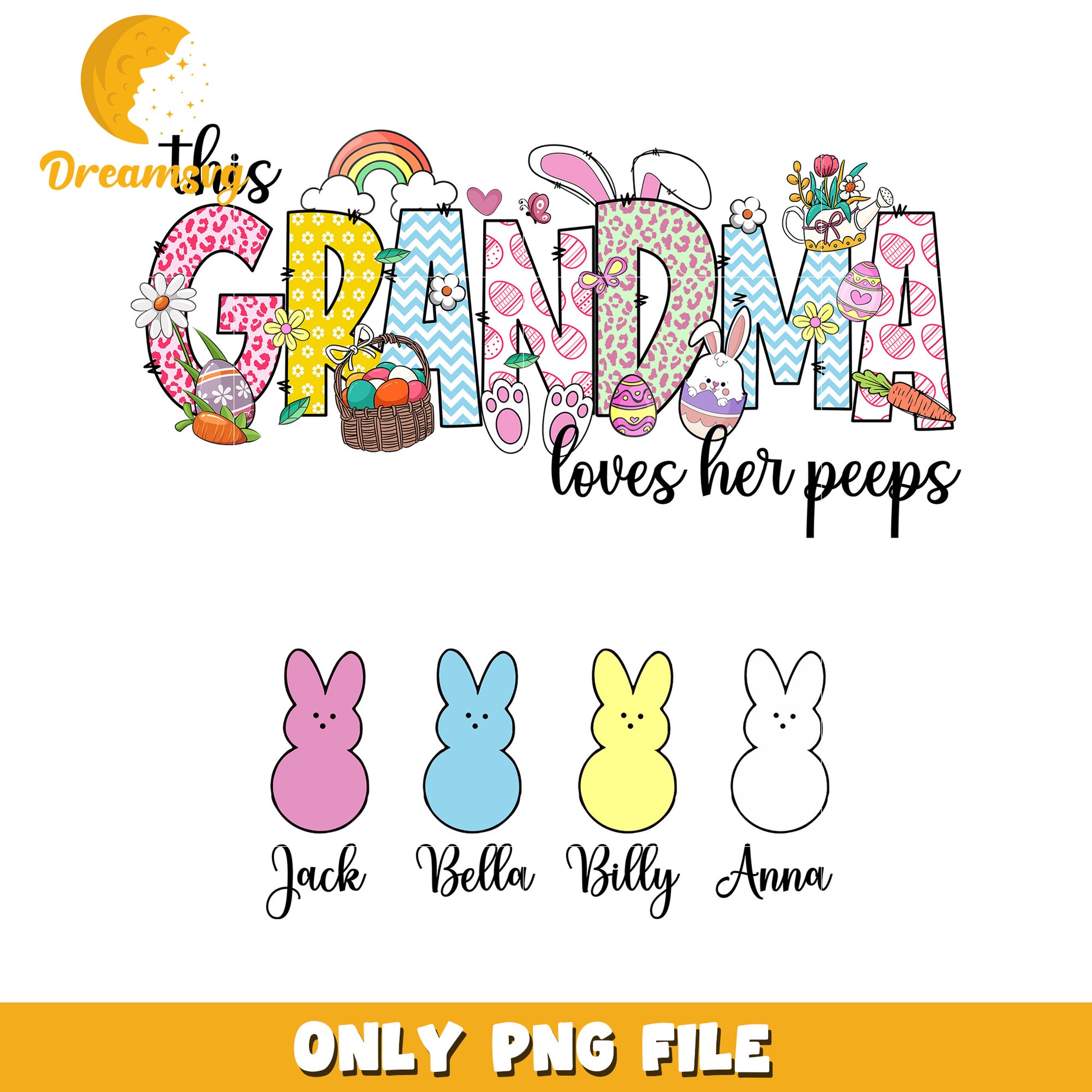 Easter Grandma PNG Sublimation Design