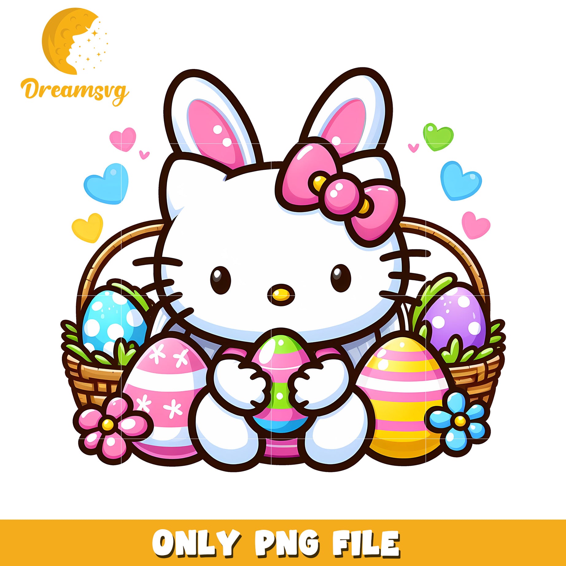 Easter Hello Kitty Bunny PNG Image