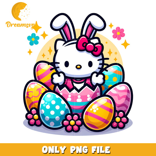Easter Hello Kitty PNG Bunny Ears & Eggs