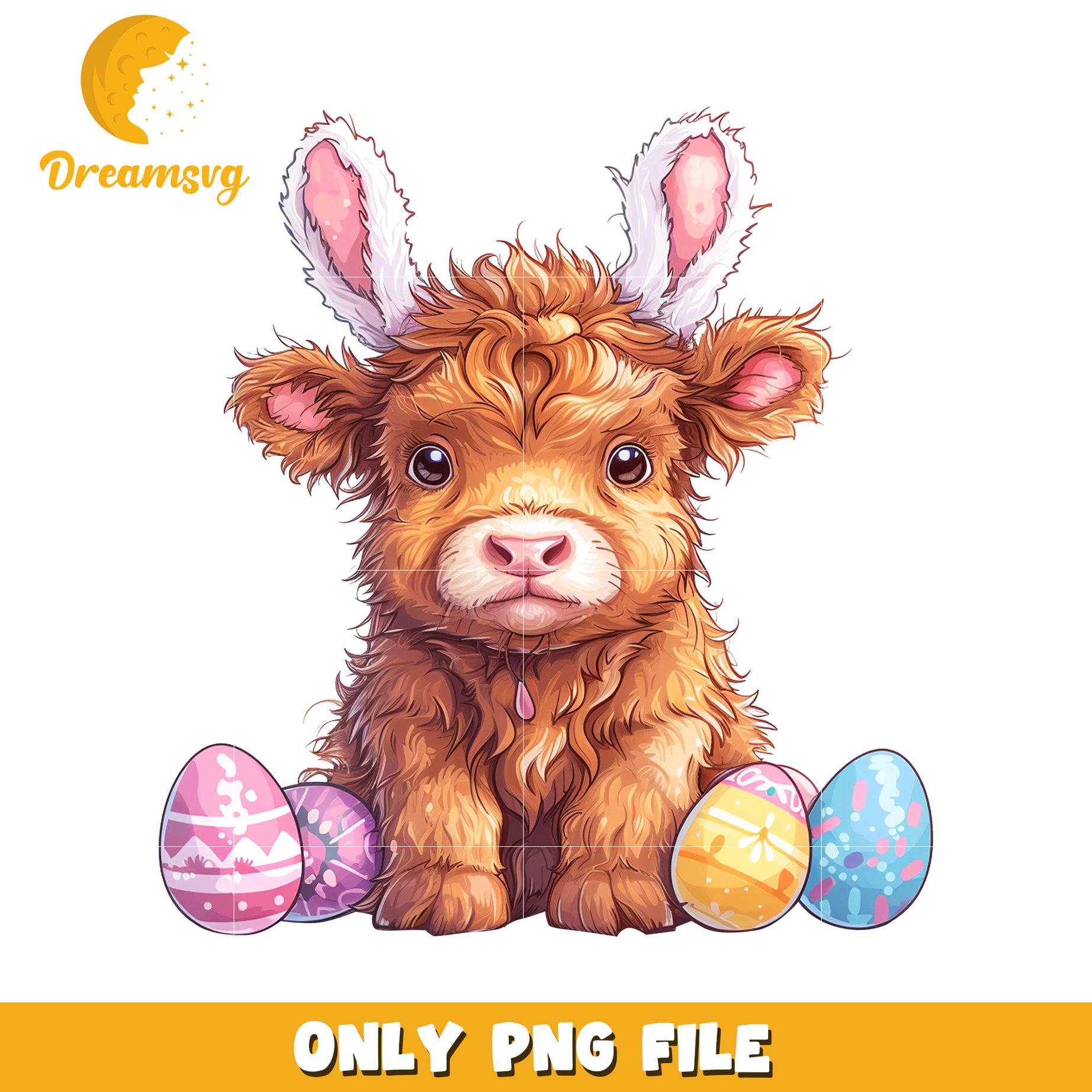 Easter Highland Cow PNG