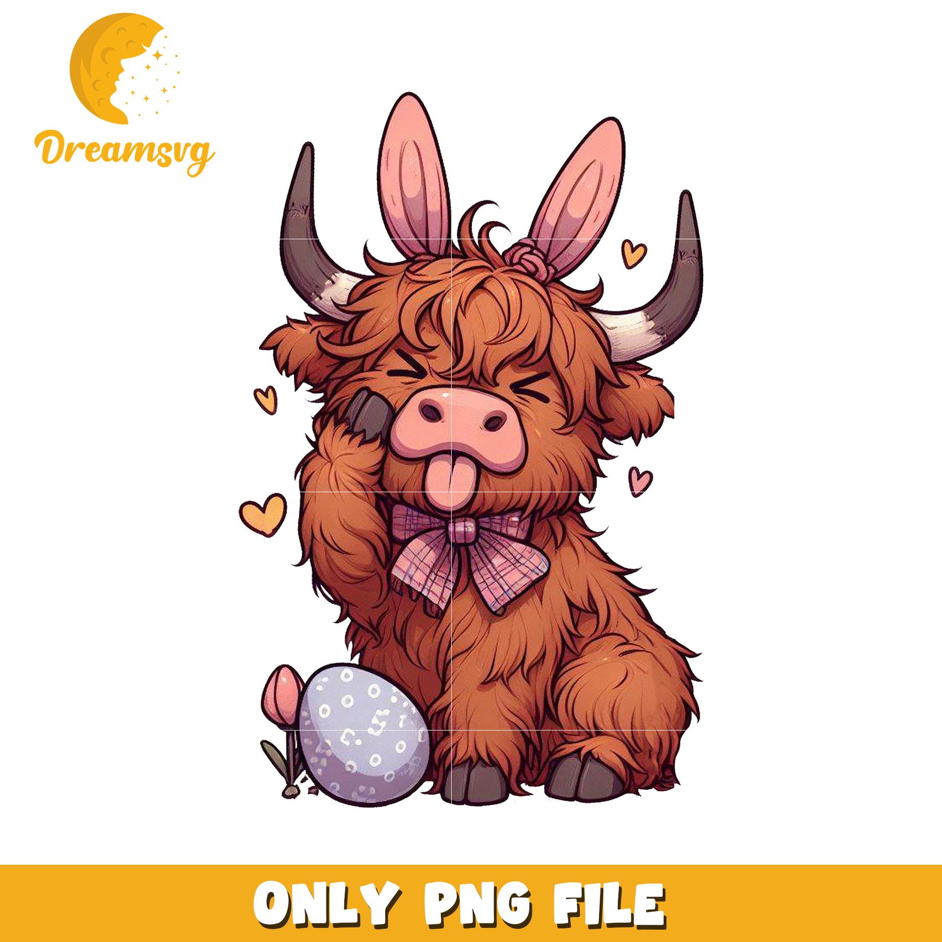 Easter Highland Cow PNG Clipart