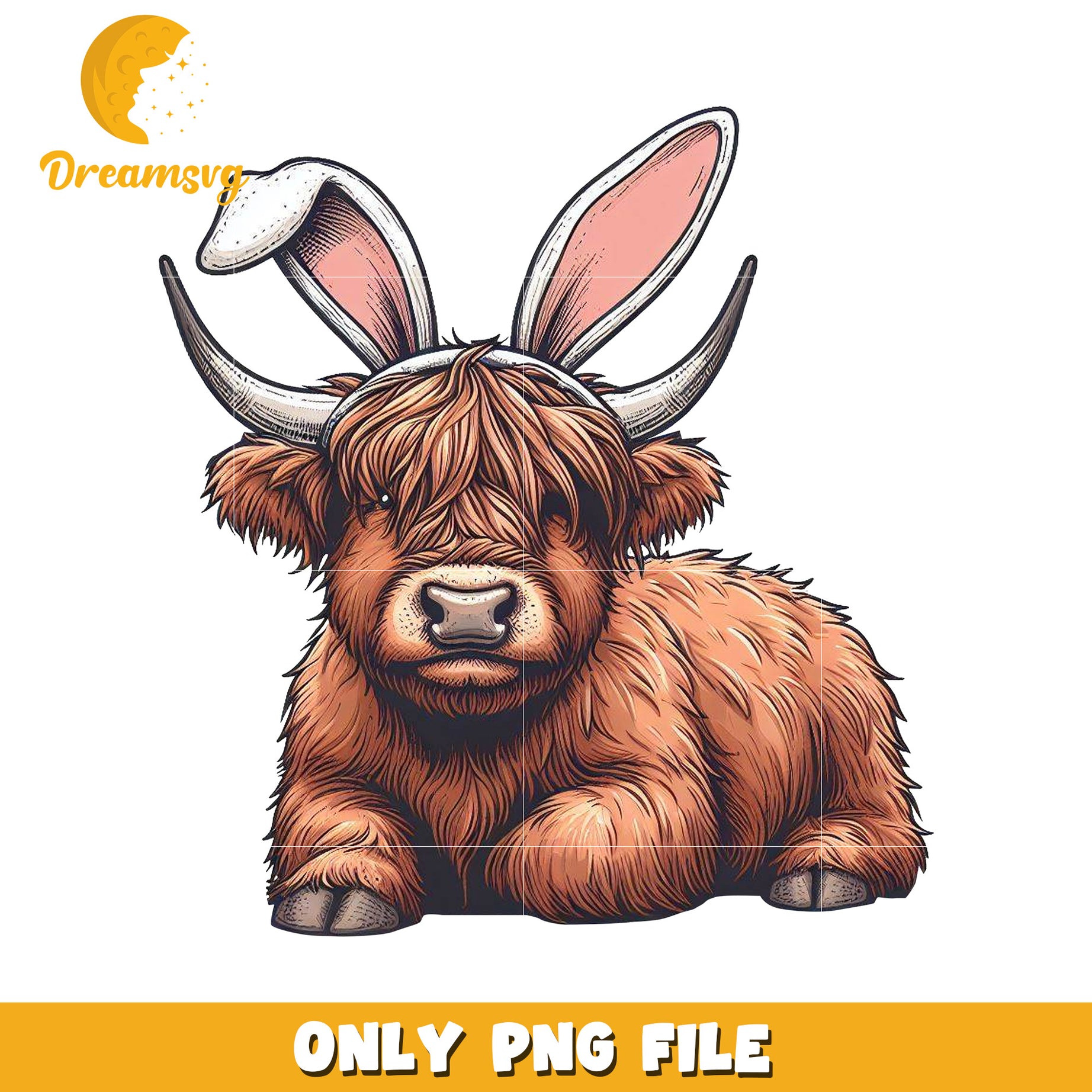 Easter Highland Cow PNG Image