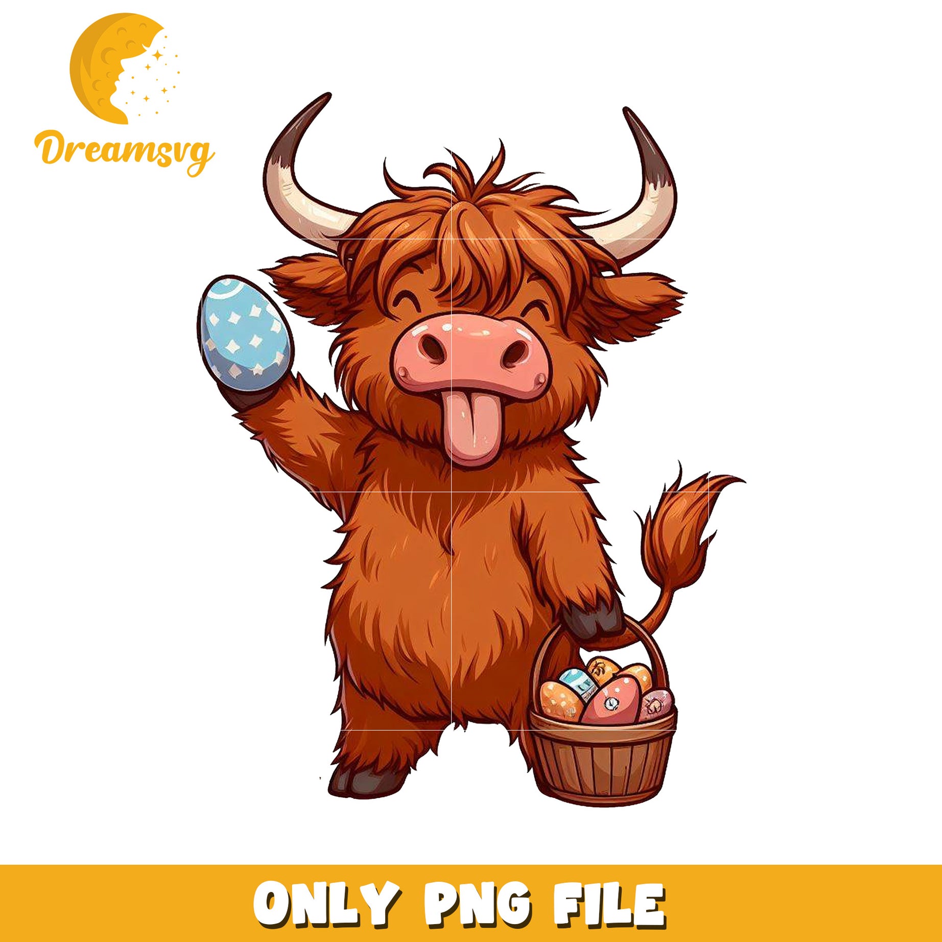 Easter Highland Cow PNG  Image