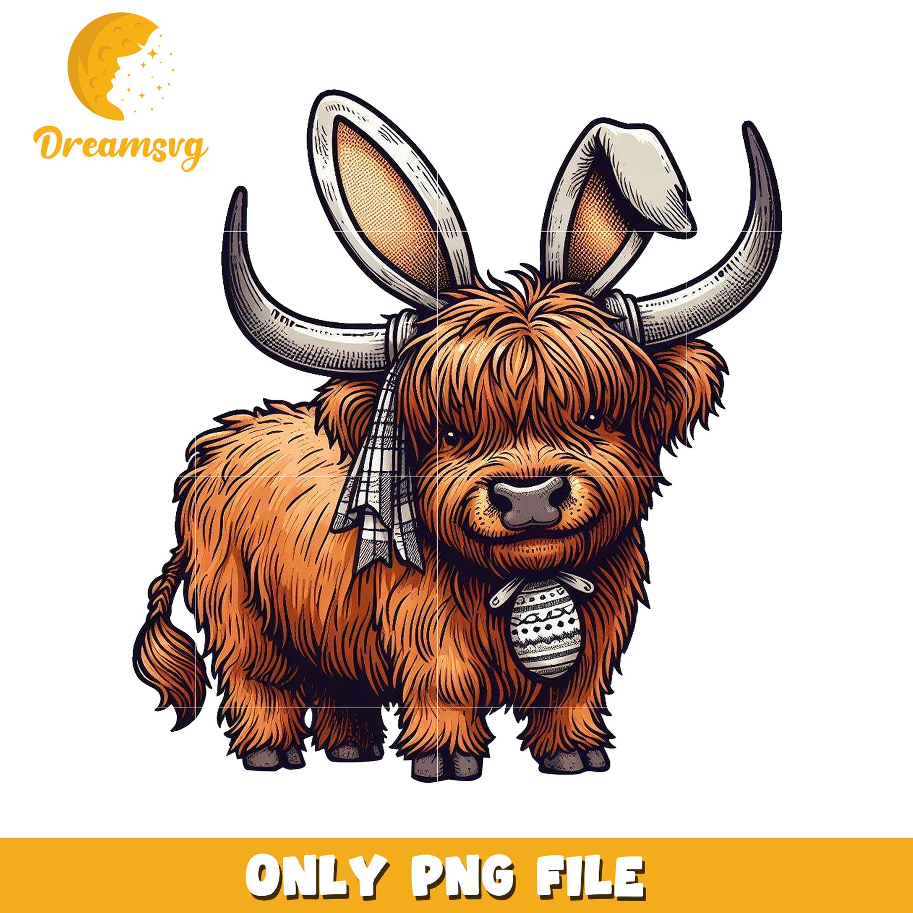 Easter Highland Cow PNG Sublimation