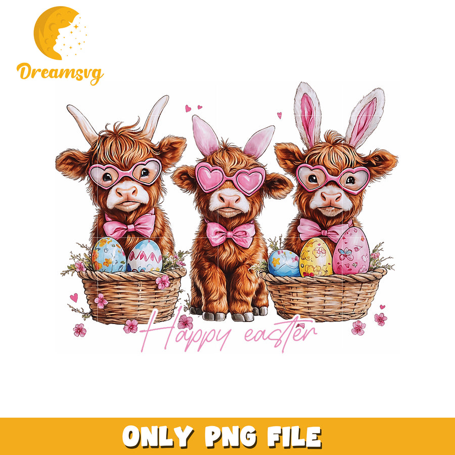 Easter Highland Cows PNG Design