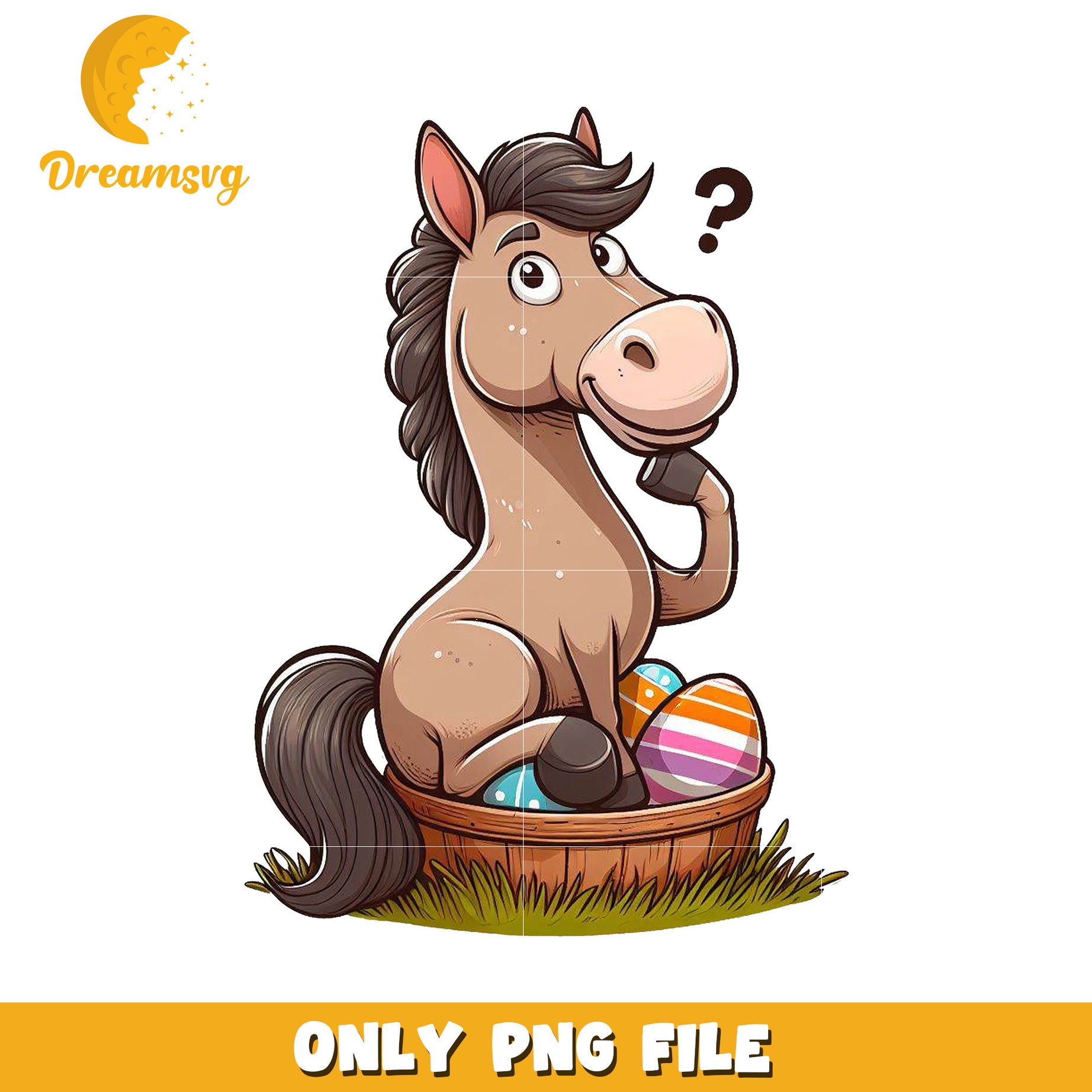 Easter Horse PNG Cartoon Image