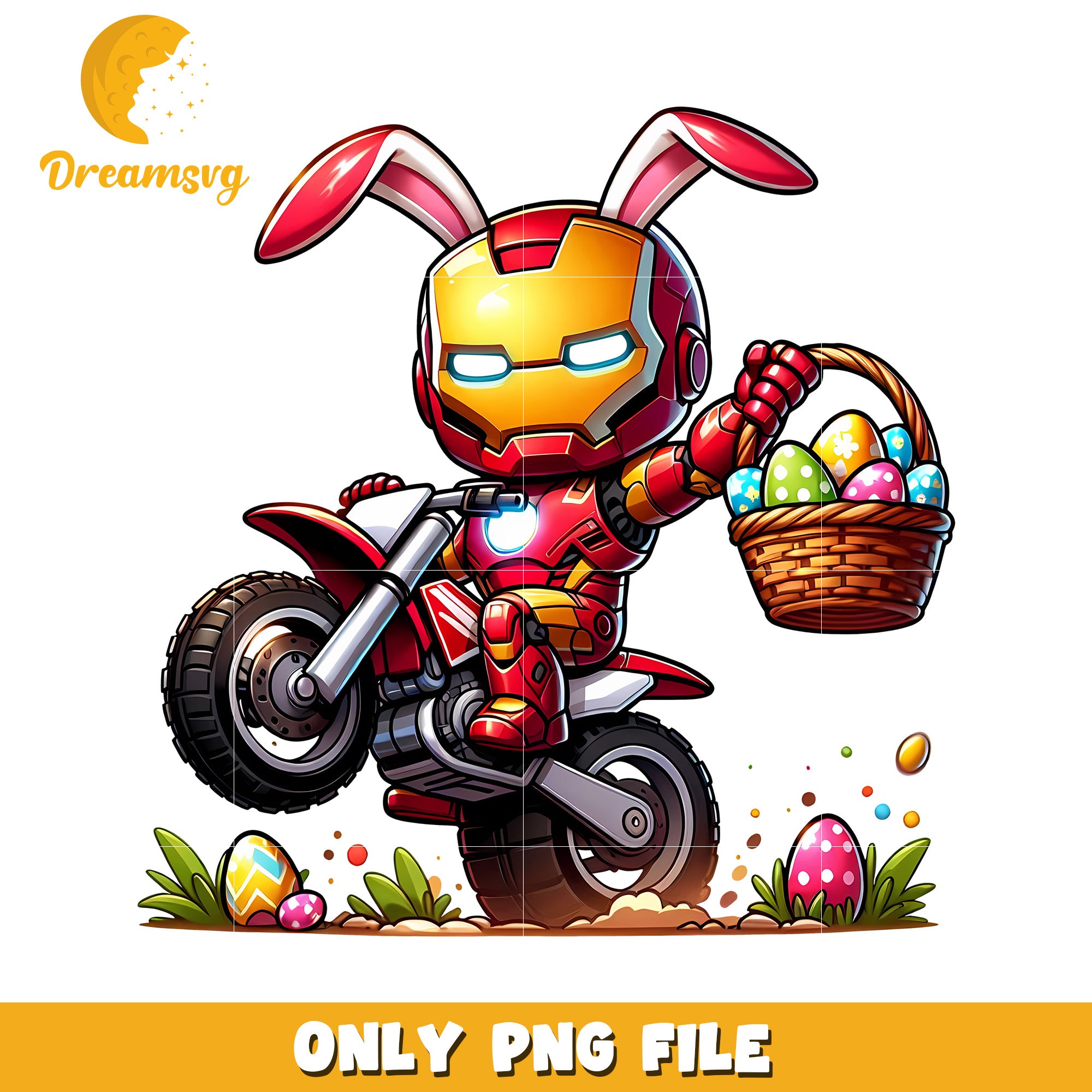 Easter Iron Man Bunny PNG Motorcycle