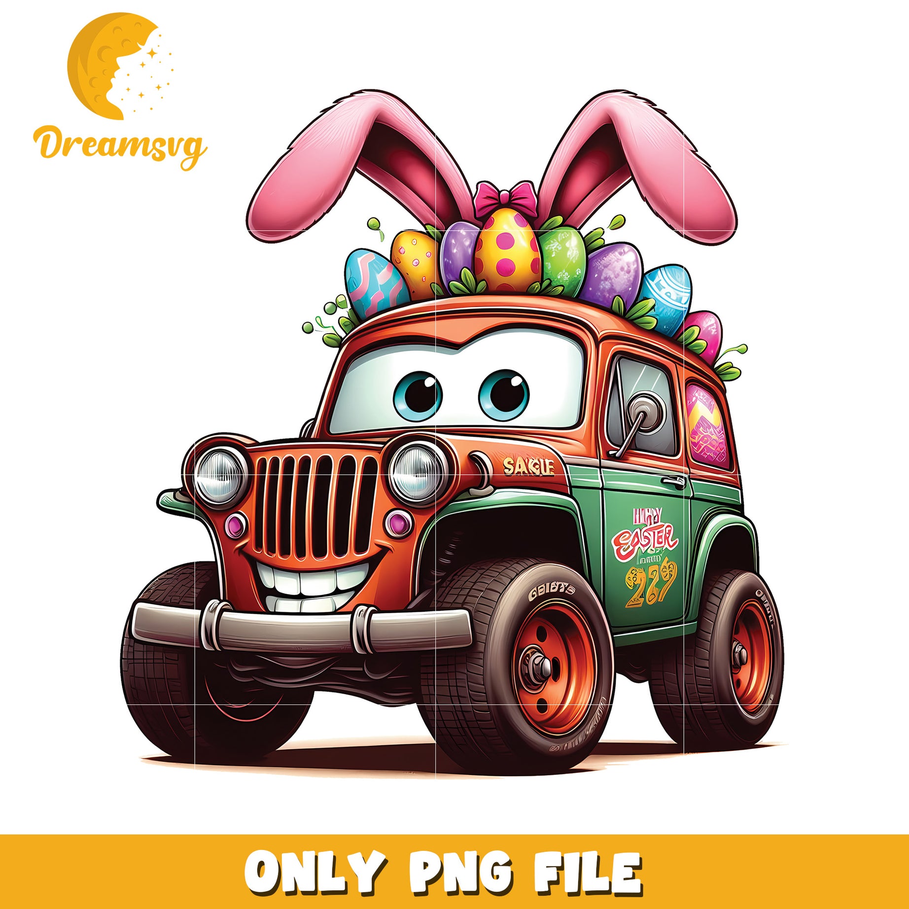 Easter Jeep PNG Cute Bunny Car Design
