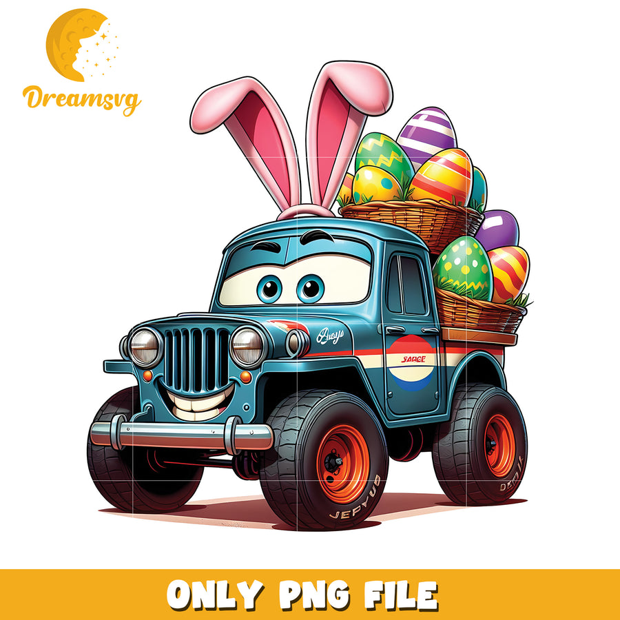 Easter Jeep PNG Cute Cartoon Easter Bunny Truck