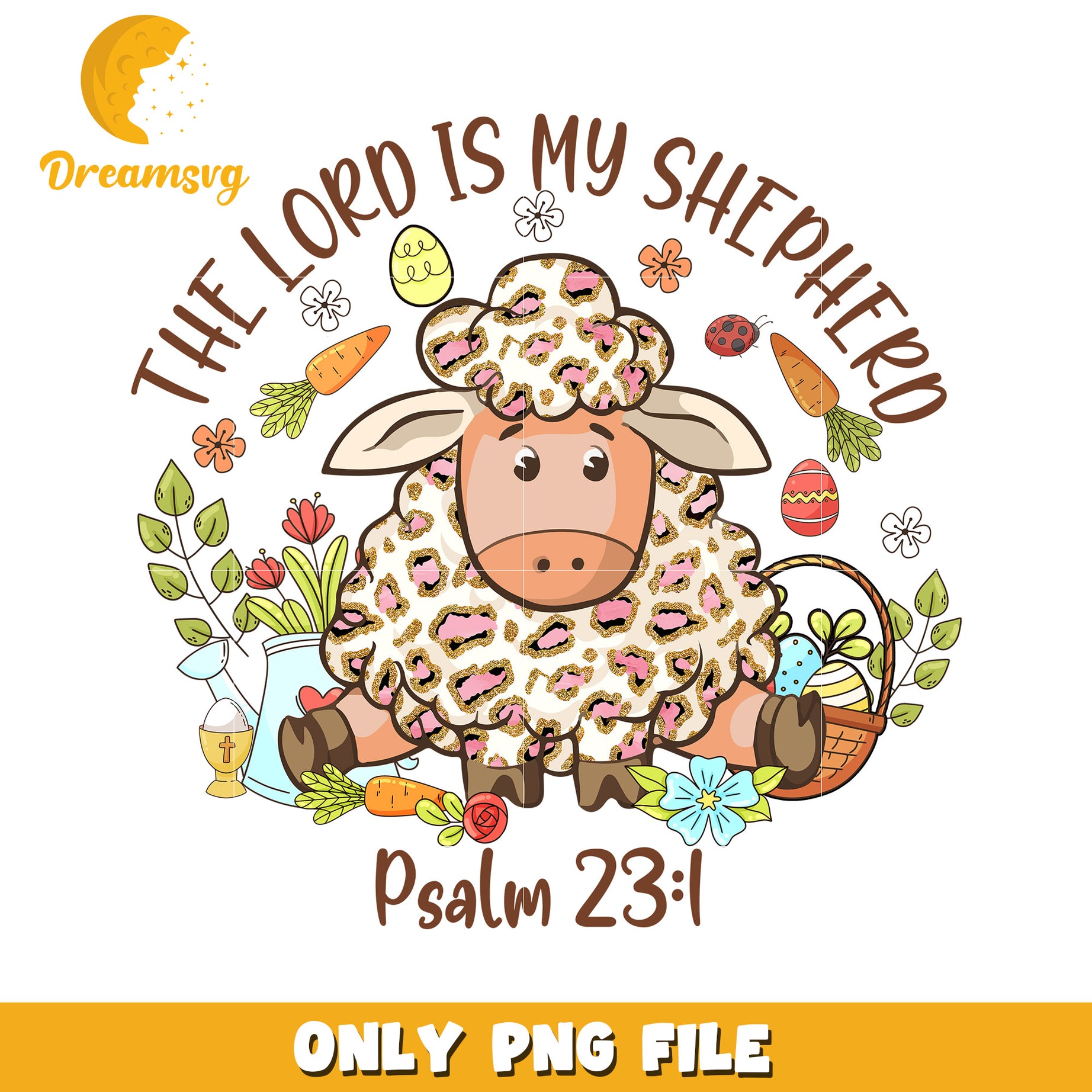 Easter Leopard Sheep Psalm 23 PNG