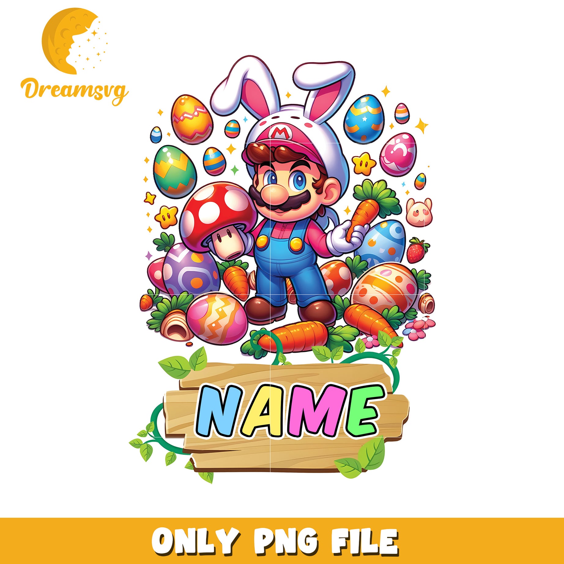 Easter Mario PNG Bunny Mario with Eggs