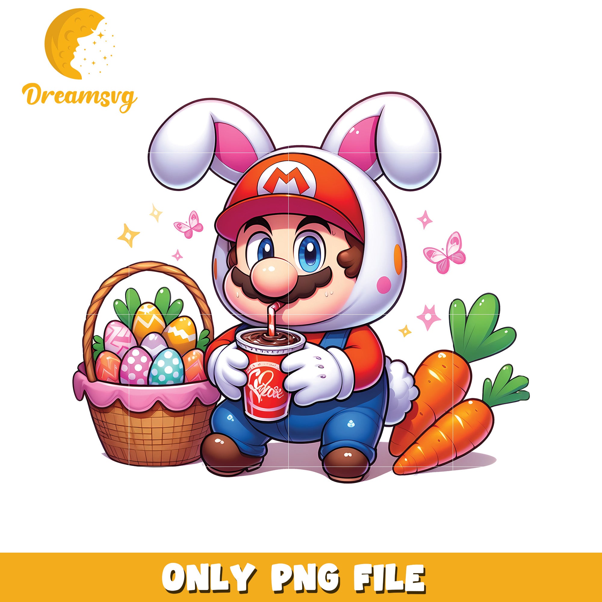 Easter Mario PNG Bunny Mario with Eggs & Carrots