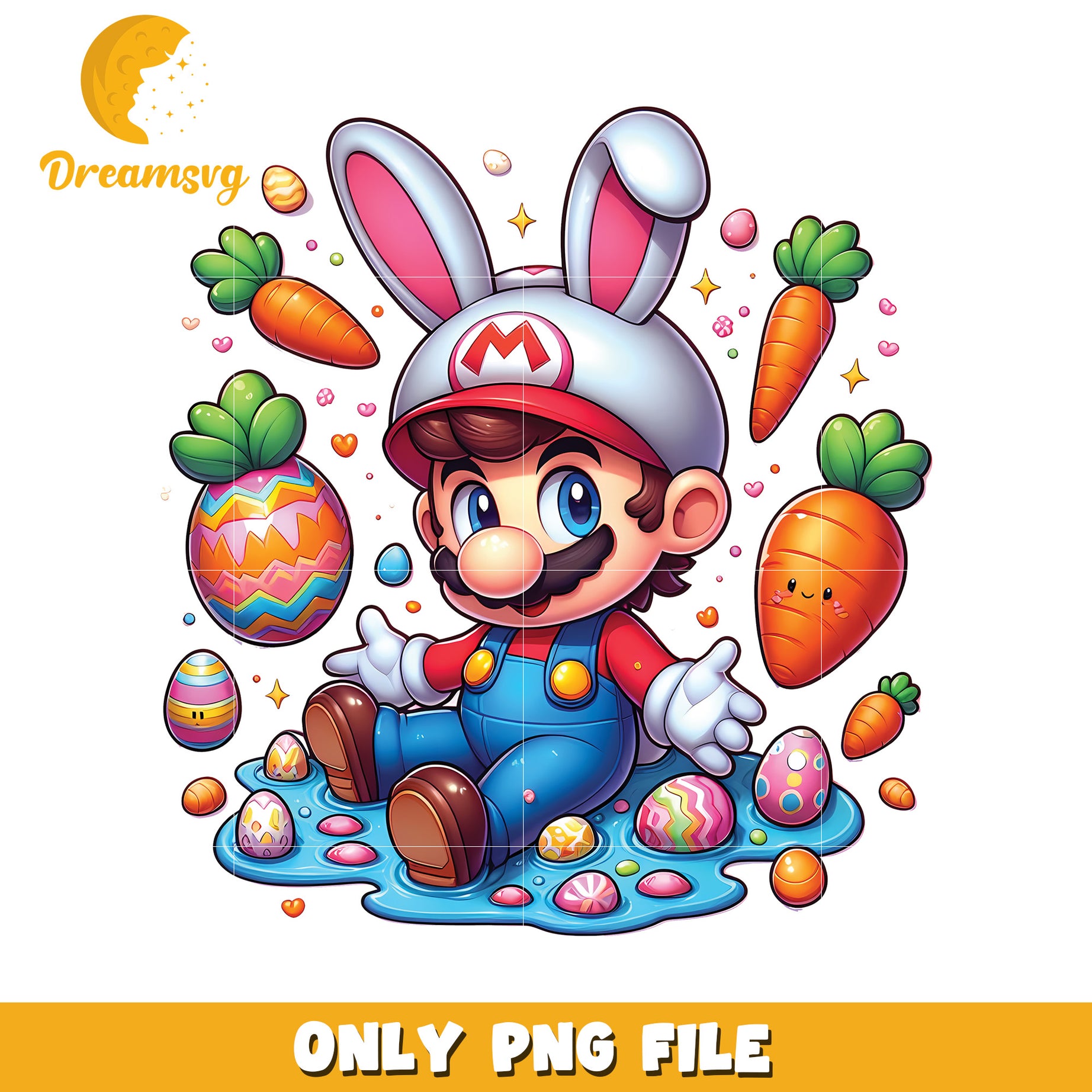 Easter Mario PNG Cute Bunny Mario Image