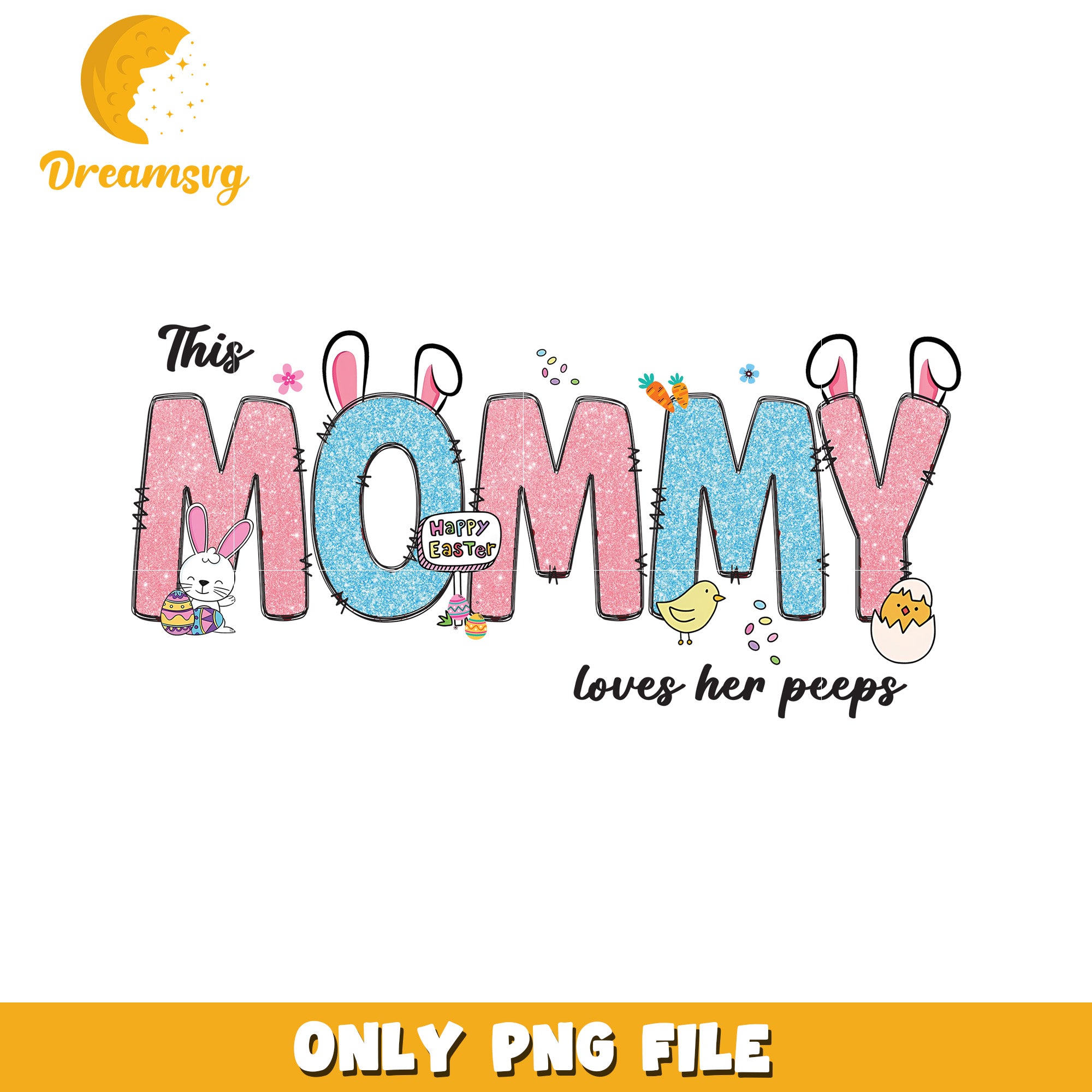 Easter Mommy PNG Glitter Bunny Design