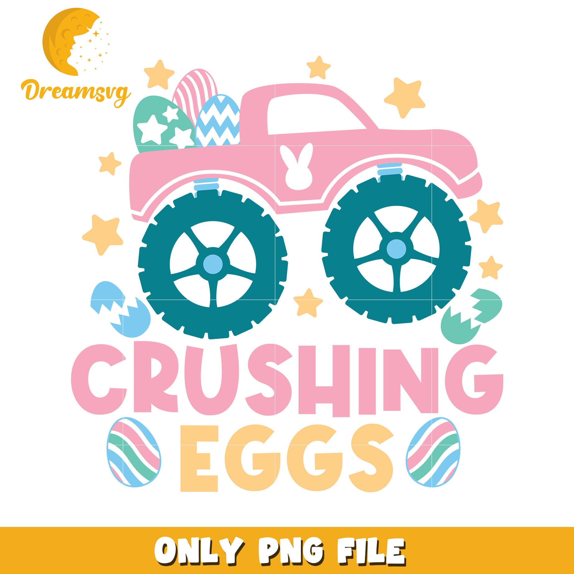 Easter Monster Truck Crushing Eggs PNG