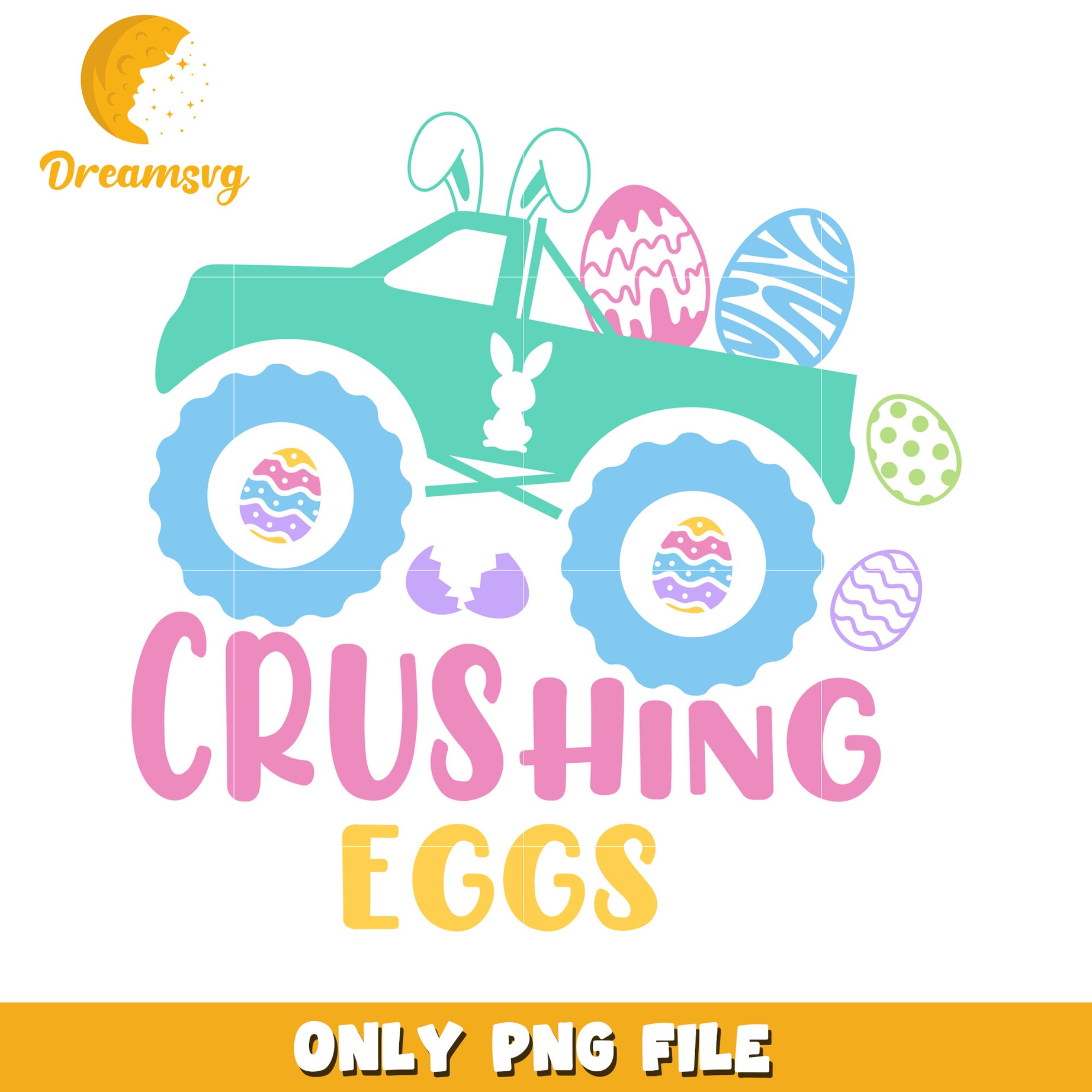 Easter Monster Truck PNG Crushing Eggs Design