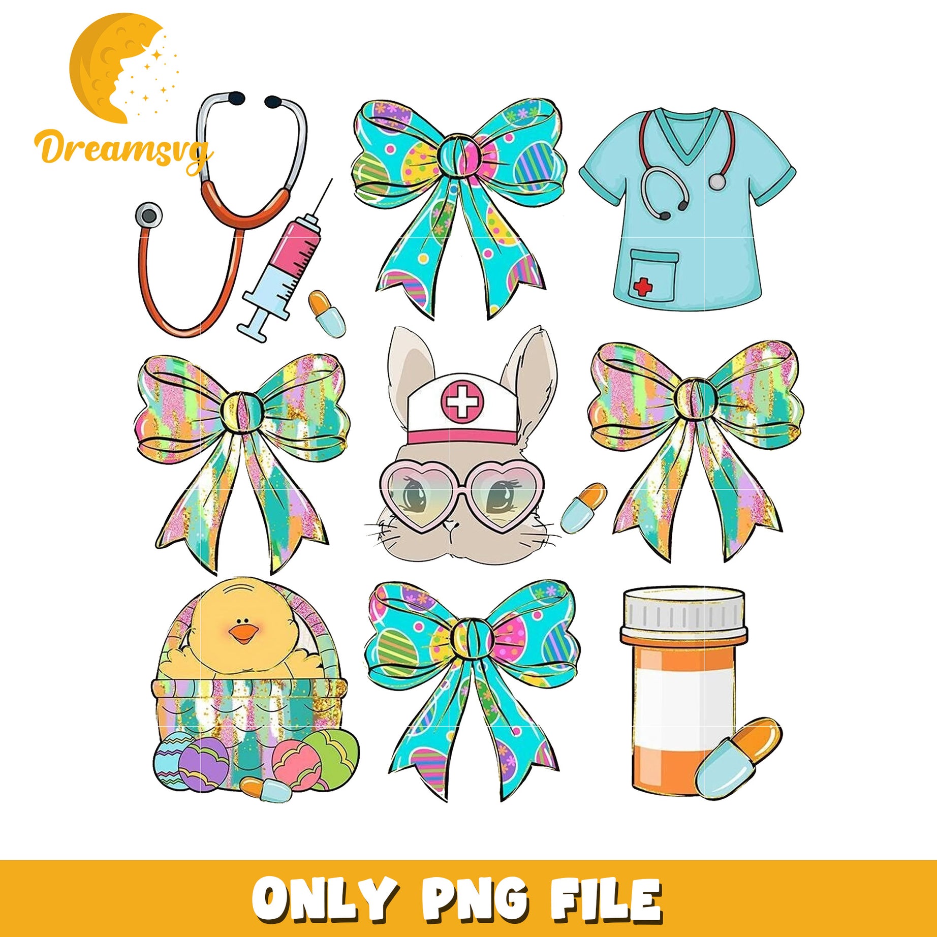 Easter Nurse Bunny PNG Sublimation Design