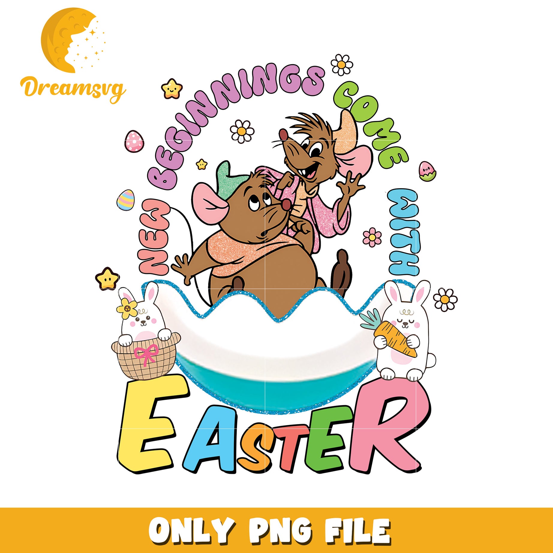 Easter PNG Cute Mice & Bunnies Easter Design