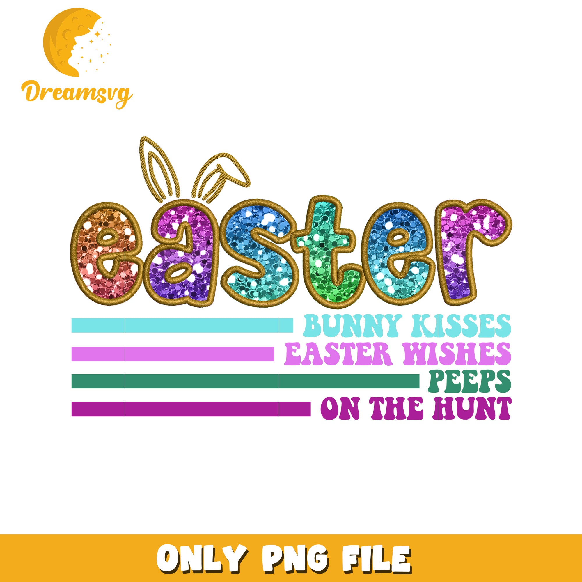 Easter PNG Glitter Bunny Design