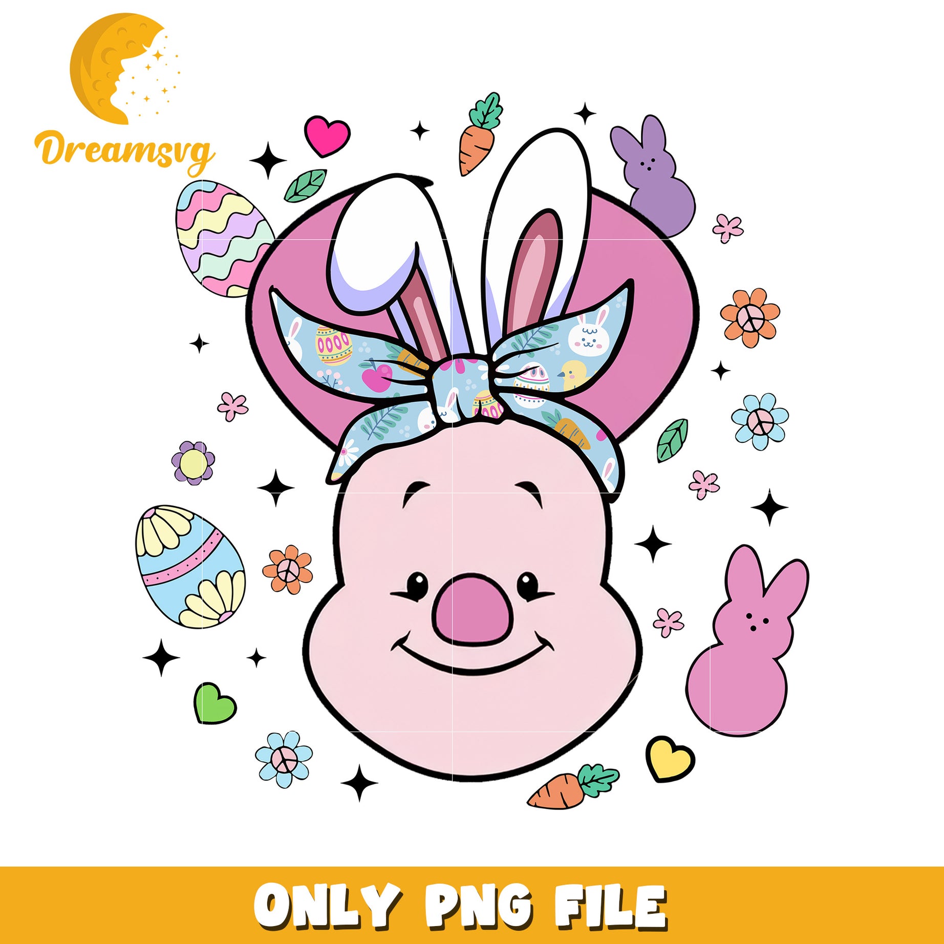 Easter Piglet Bunny PNG Design