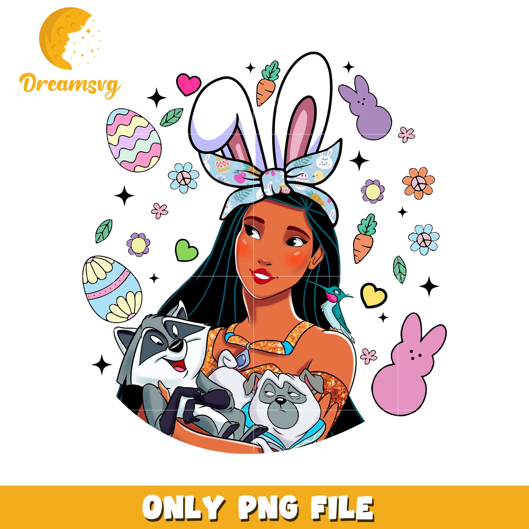 Easter Pocahontas PNG Sublimation