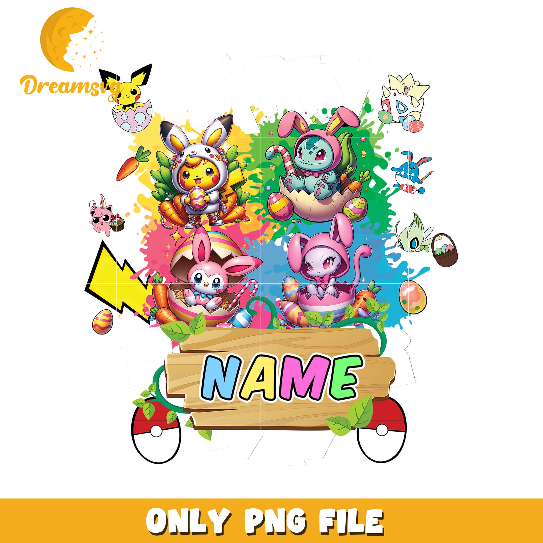 Easter Pokémon Fun Colorful Customizable Name PNG Image