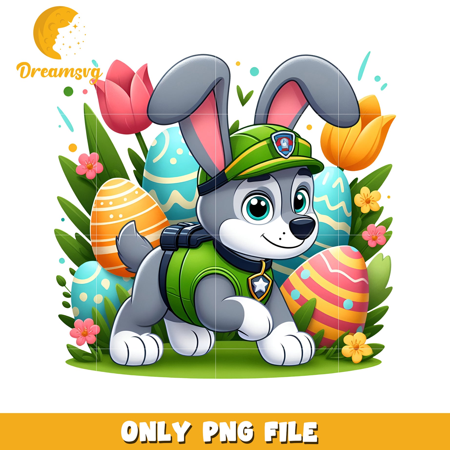 Easter Puppy PNG Cute Bunny Dog in Uniform