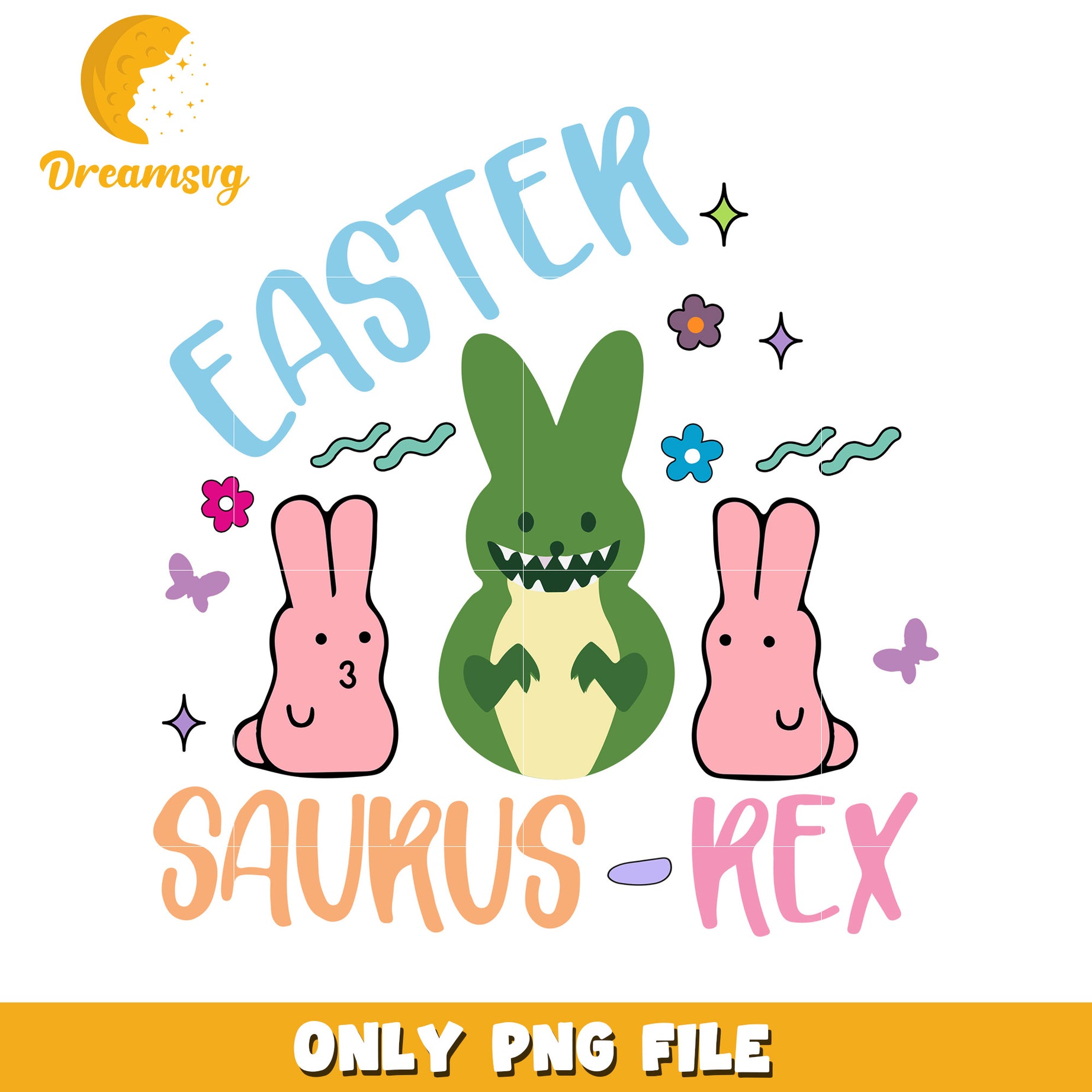 Easter Saurus Rex Bunny PNG Design