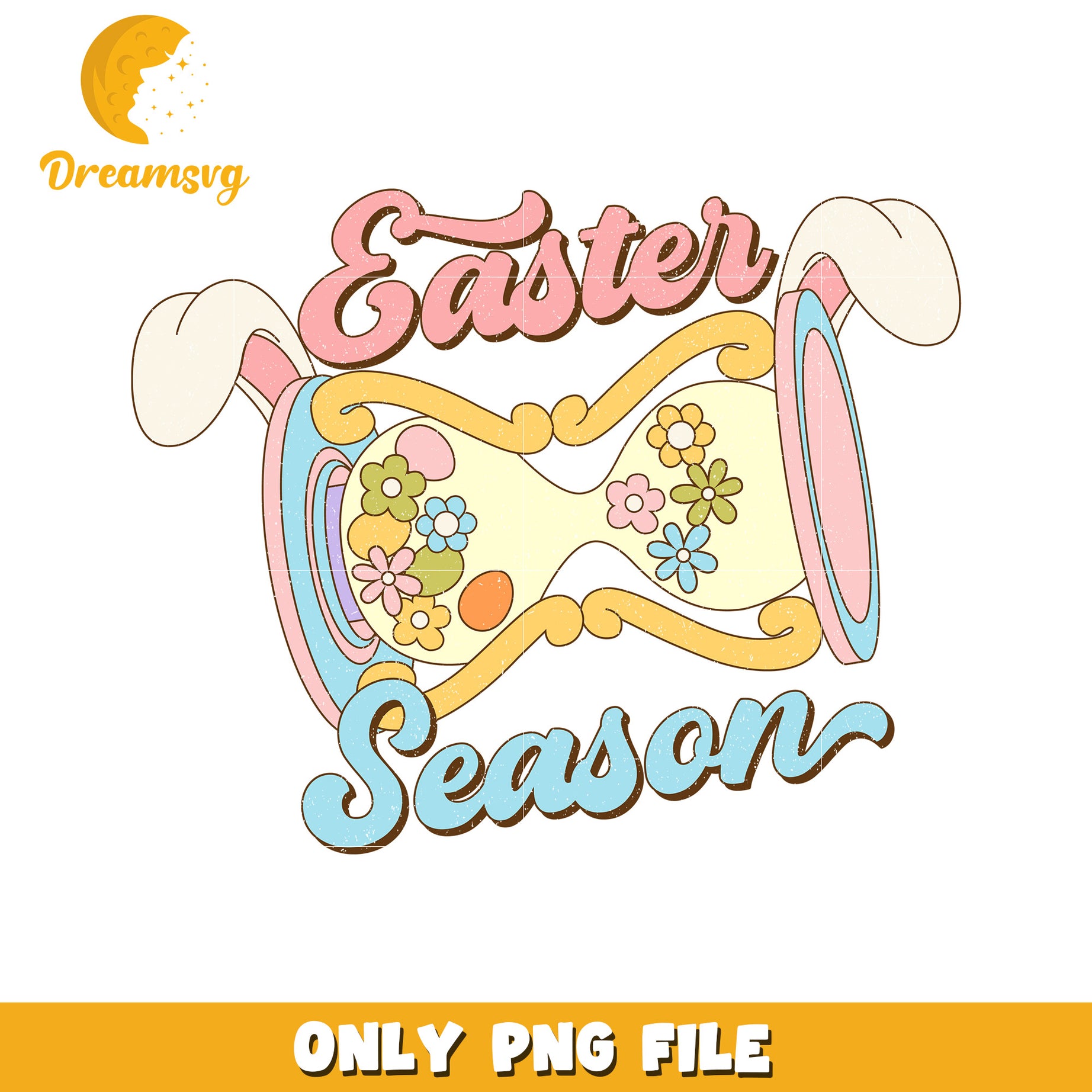 Easter Season PNG Retro Bunny Hourglass Design