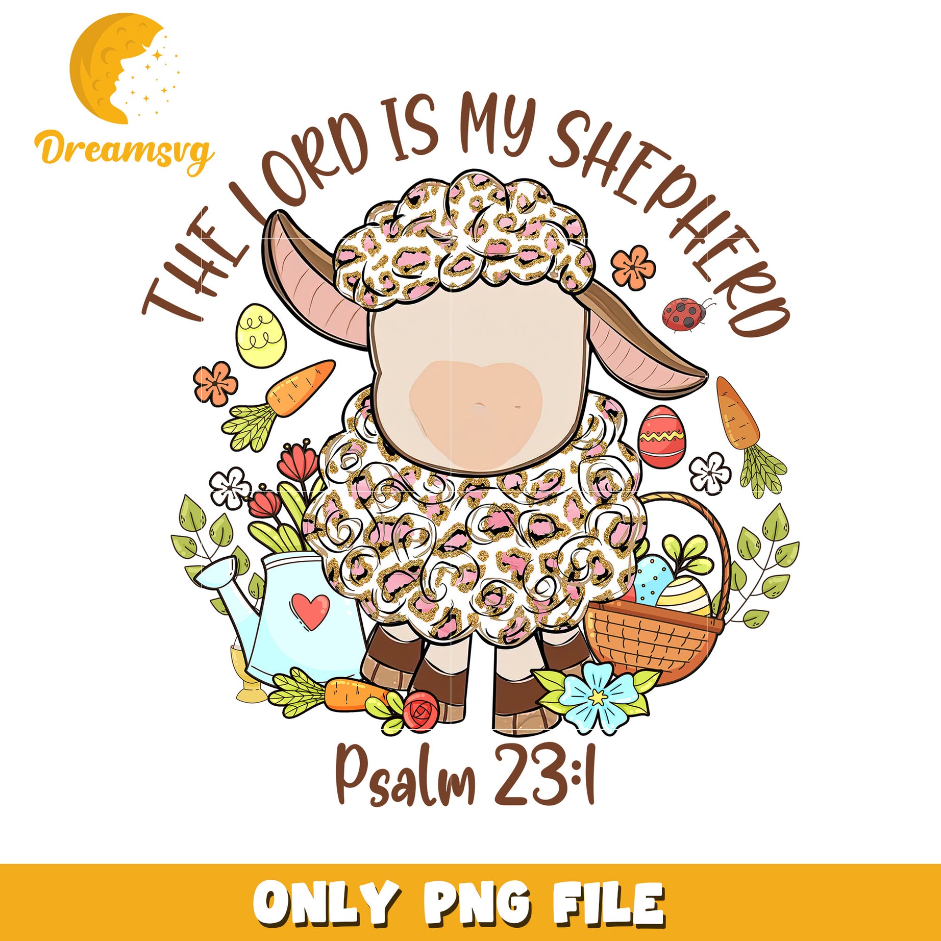 Easter Sheep Psalm 23 PNG Sublimation