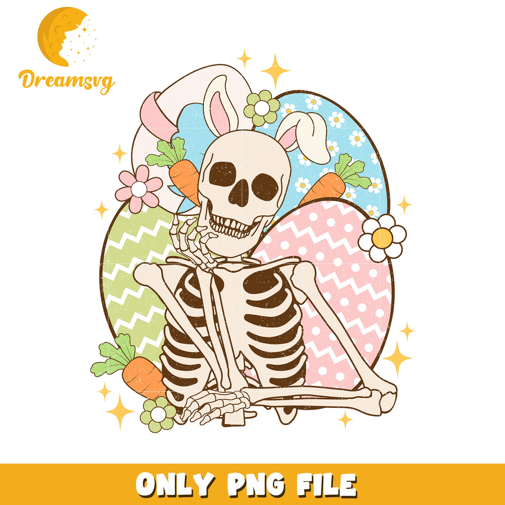 Easter Skeleton Bunny PNG Cute Kawaii Design