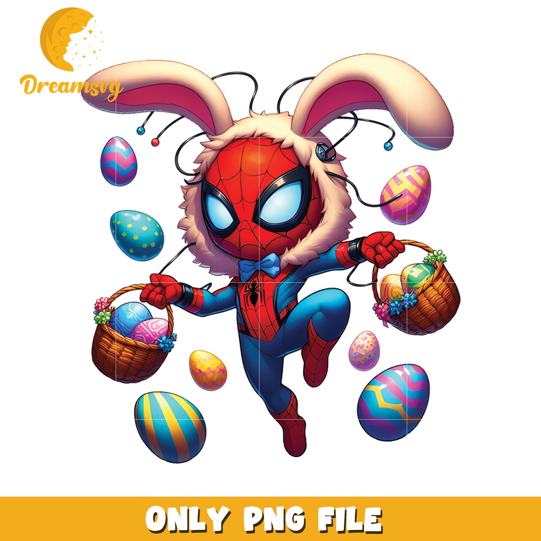 Easter Spider-Man PNG Cute Bunny Superhero Design