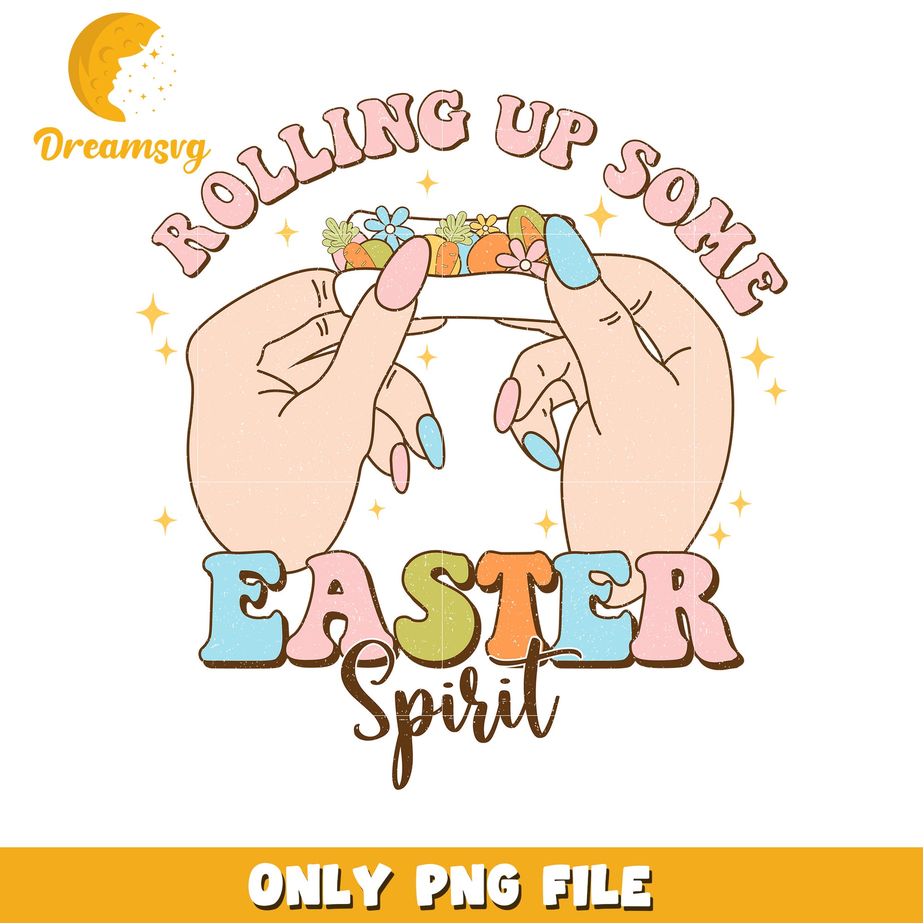 Easter Spirit Design Rolling Up Fun Hand Illustration PNG