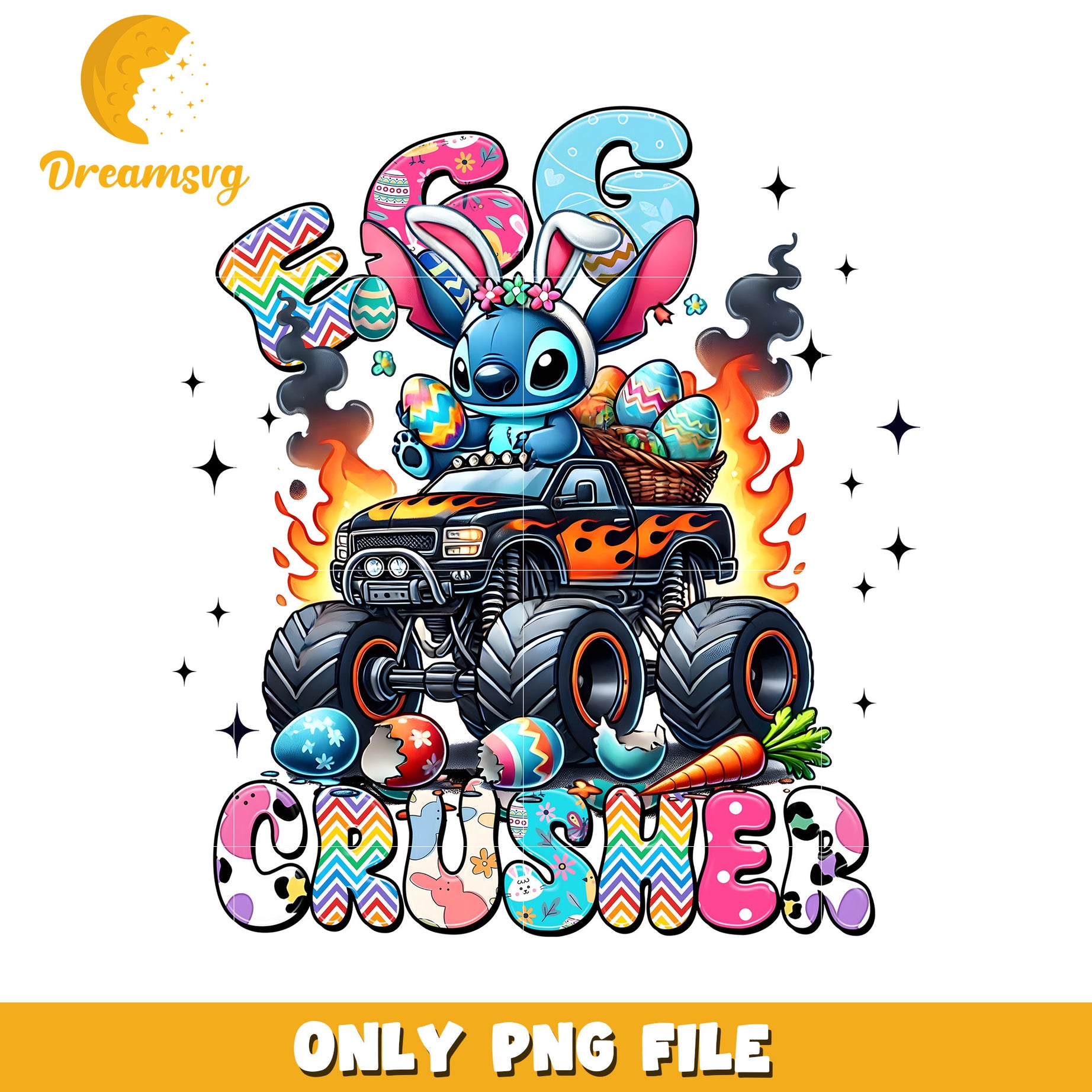 Easter Stitch Monster Truck PNG