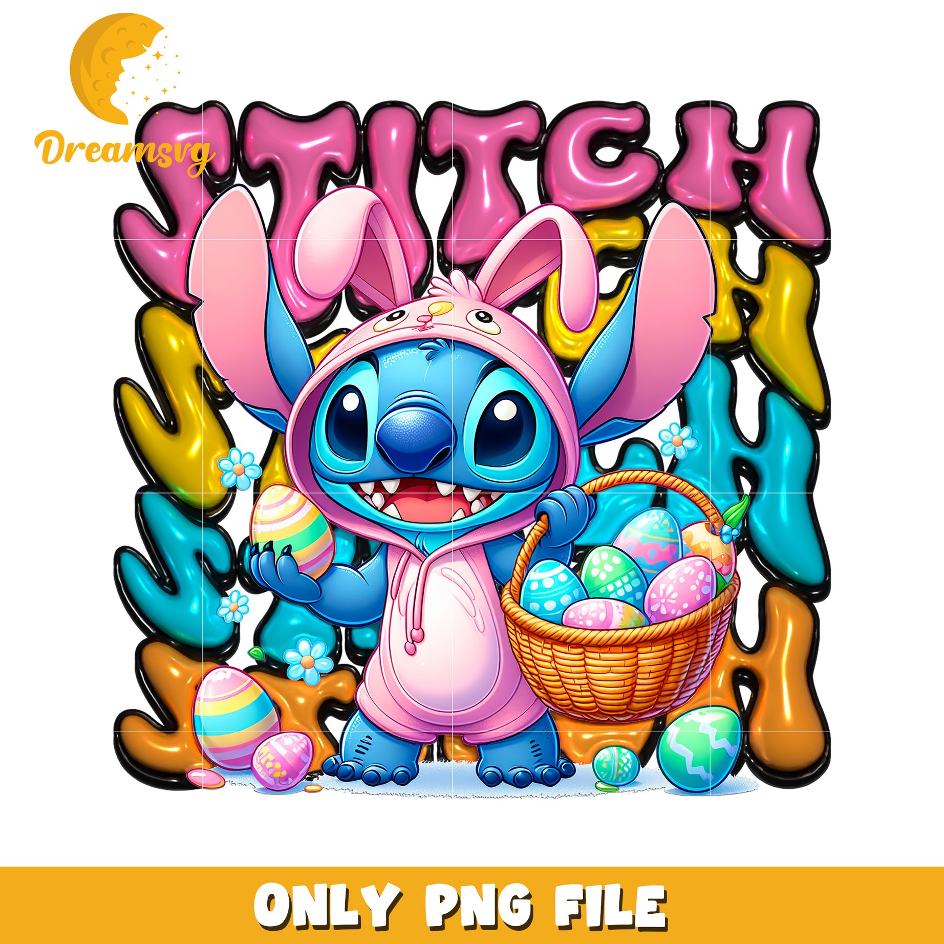 Easter Stitch PNG Bunny Design