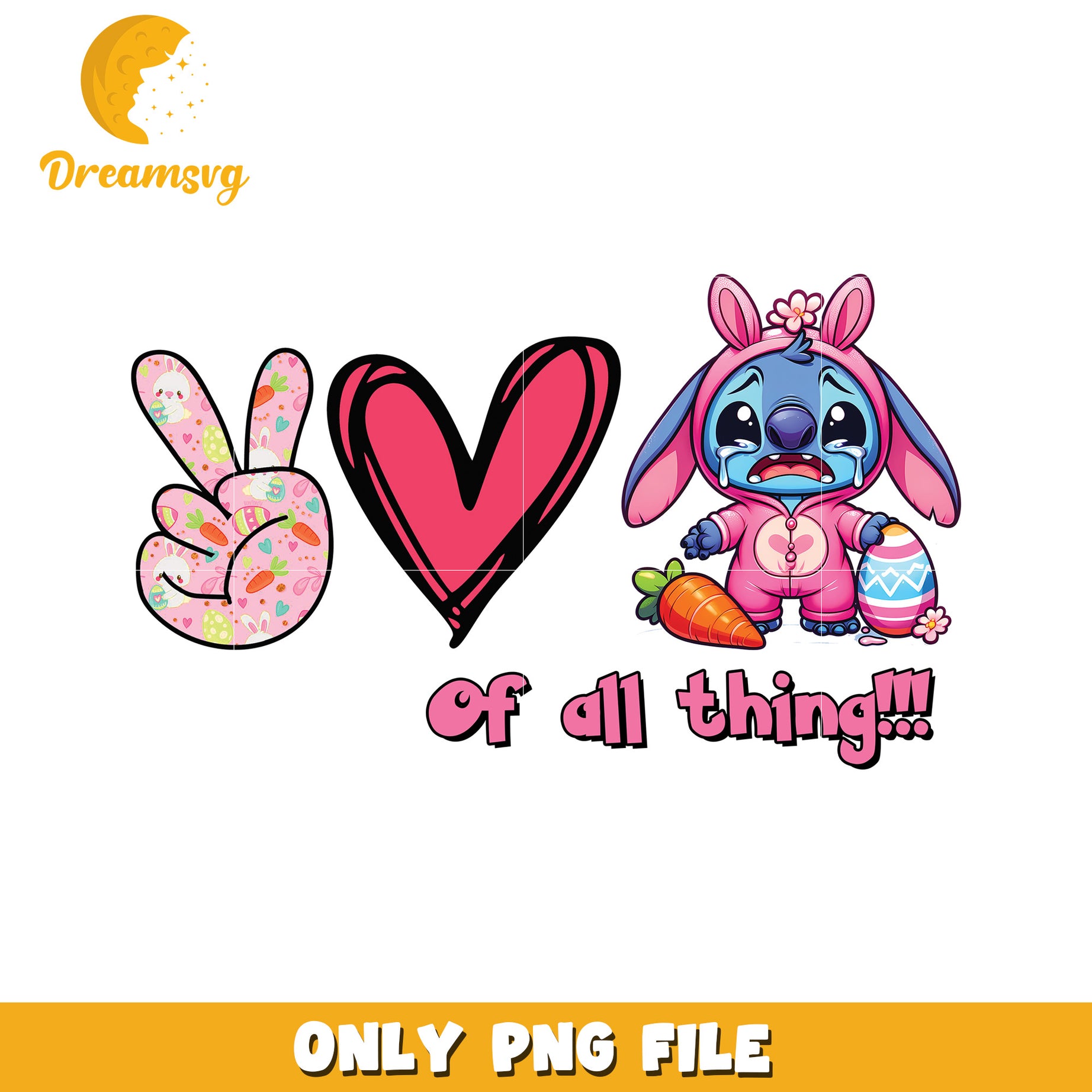 Easter Stitch PNG Peace Love Bunny