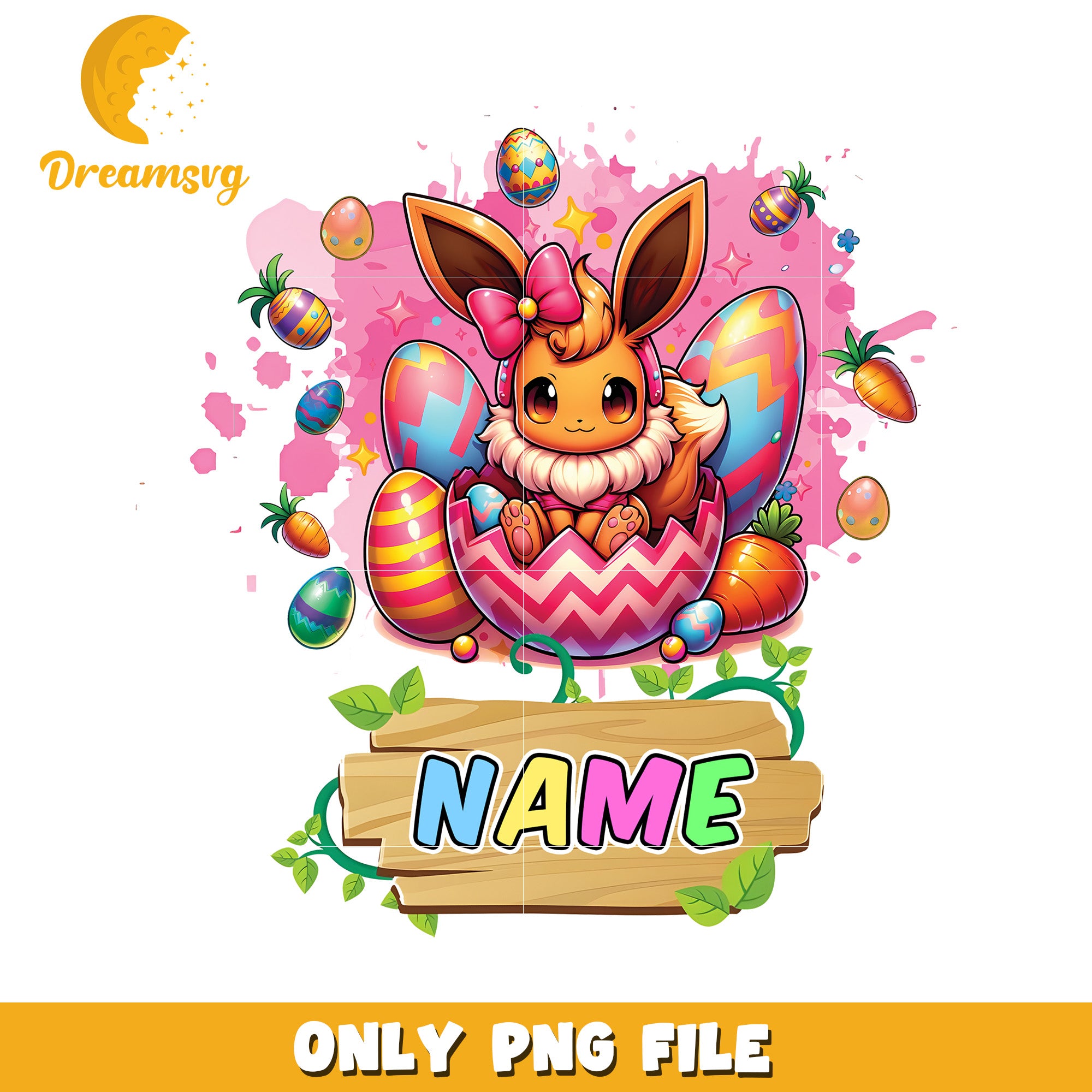 Easter Sylveon PNG Cute Bunny in Egg