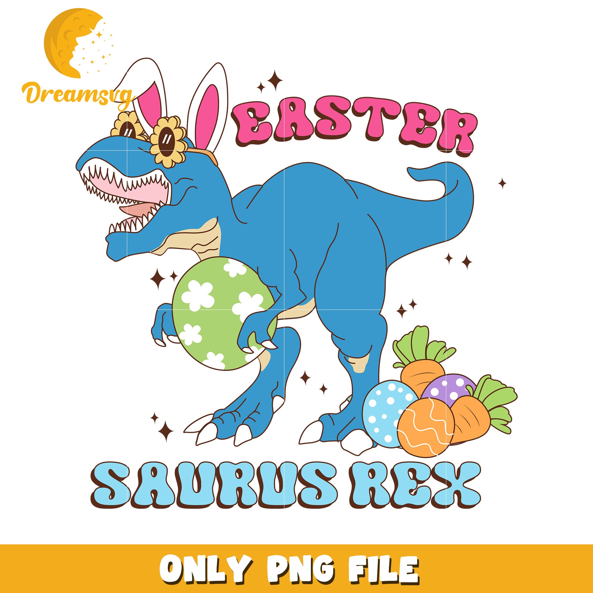 Easter T Rex PNG Cute Dino Bunny Design