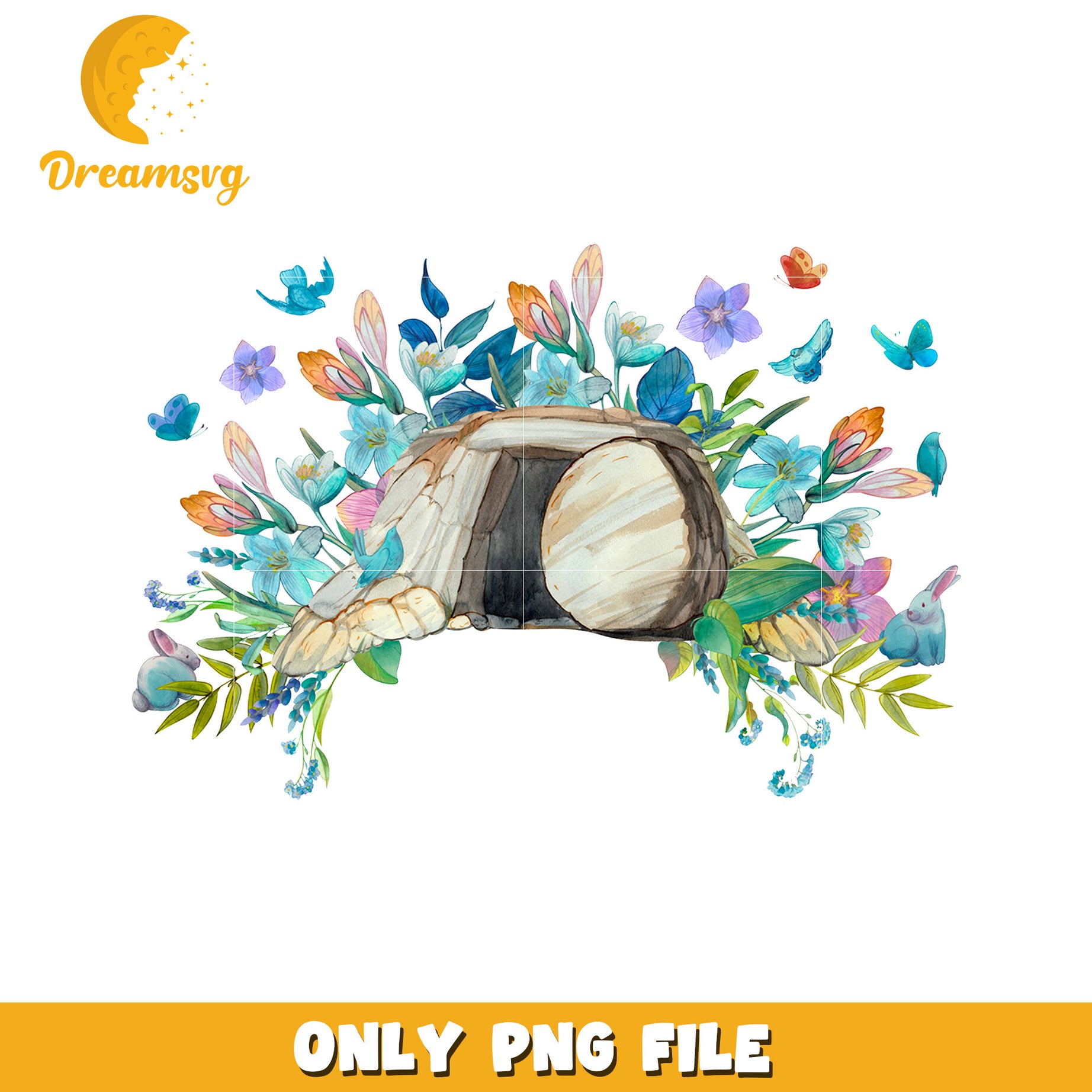 Easter Tomb PNG Floral Watercolor