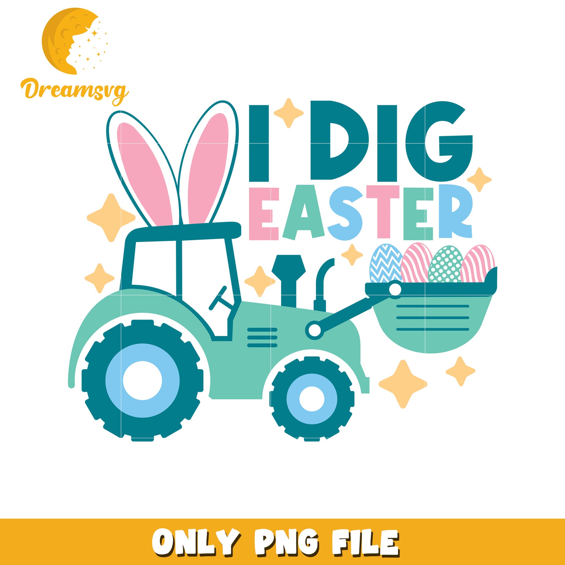 Easter Tractor Design I Dig Easter PNG Graphic Download