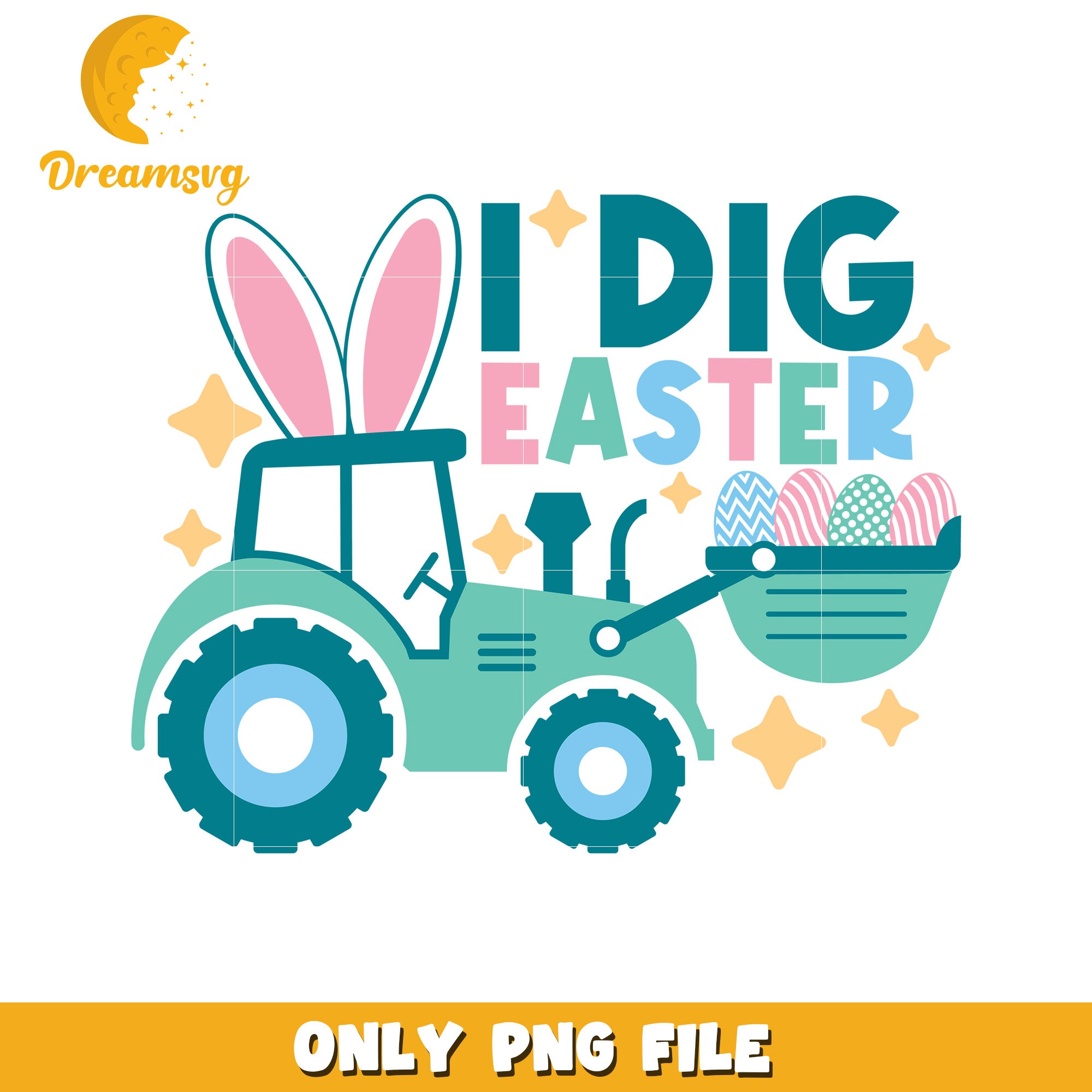 Easter Tractor Design I Dig Easter PNG Graphic Download