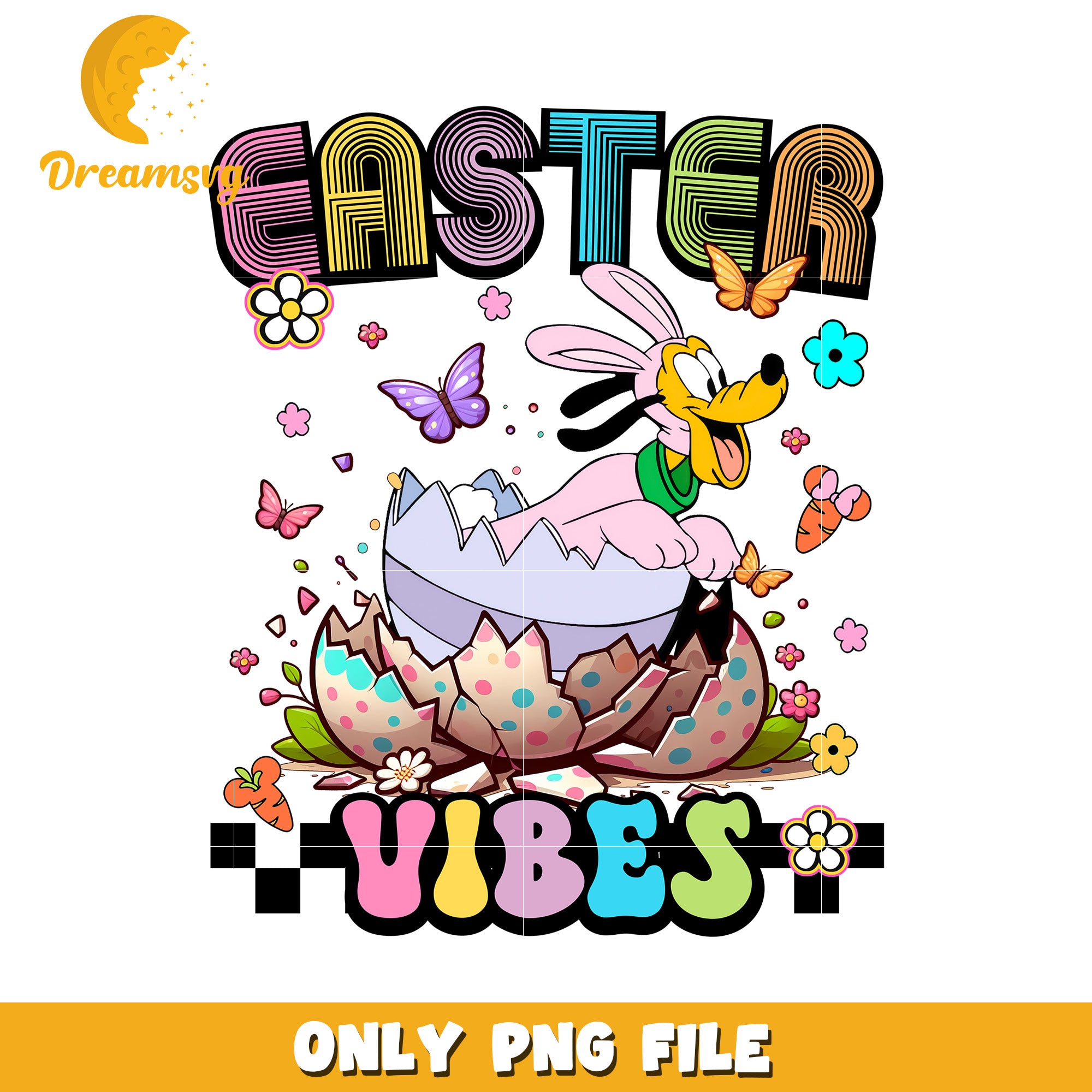 Easter Vibes PNG Goofy Bunny