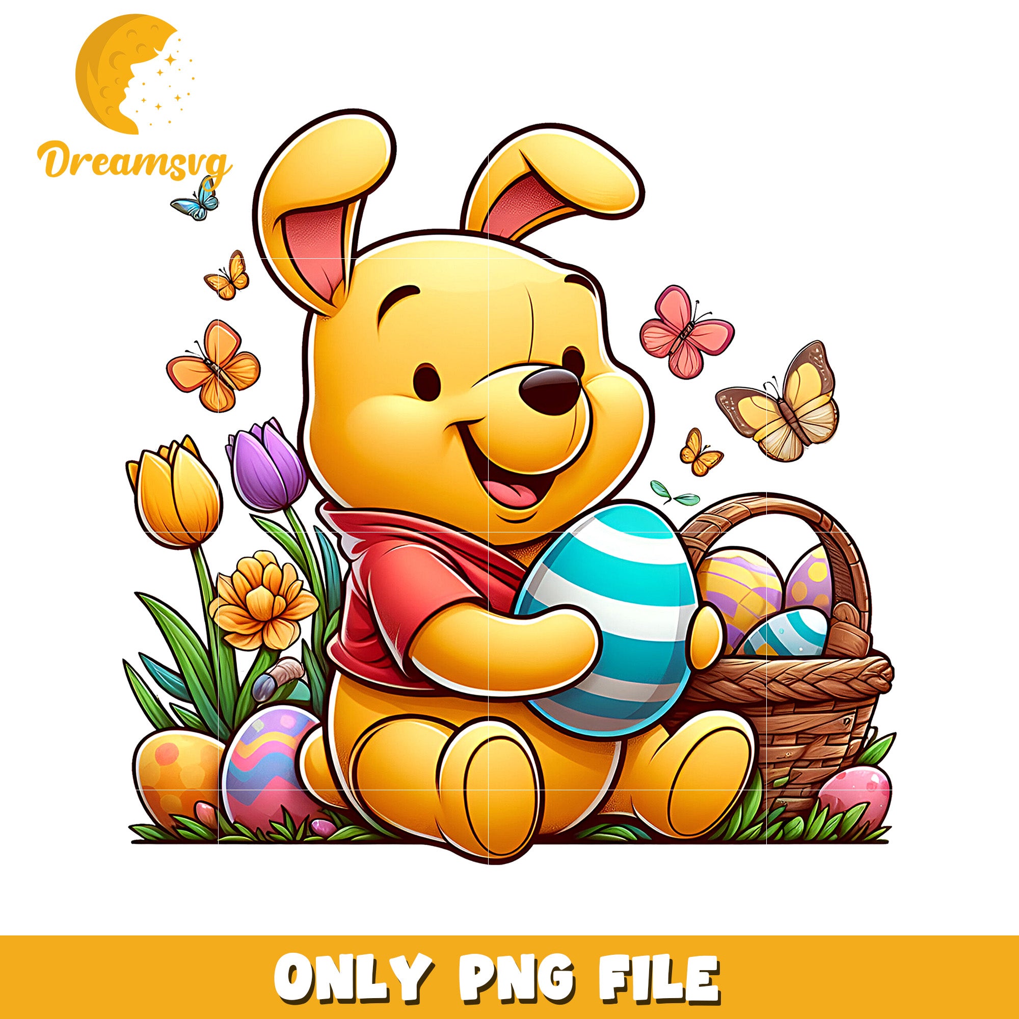 Easter Winnie the Pooh Bunny PNG Image