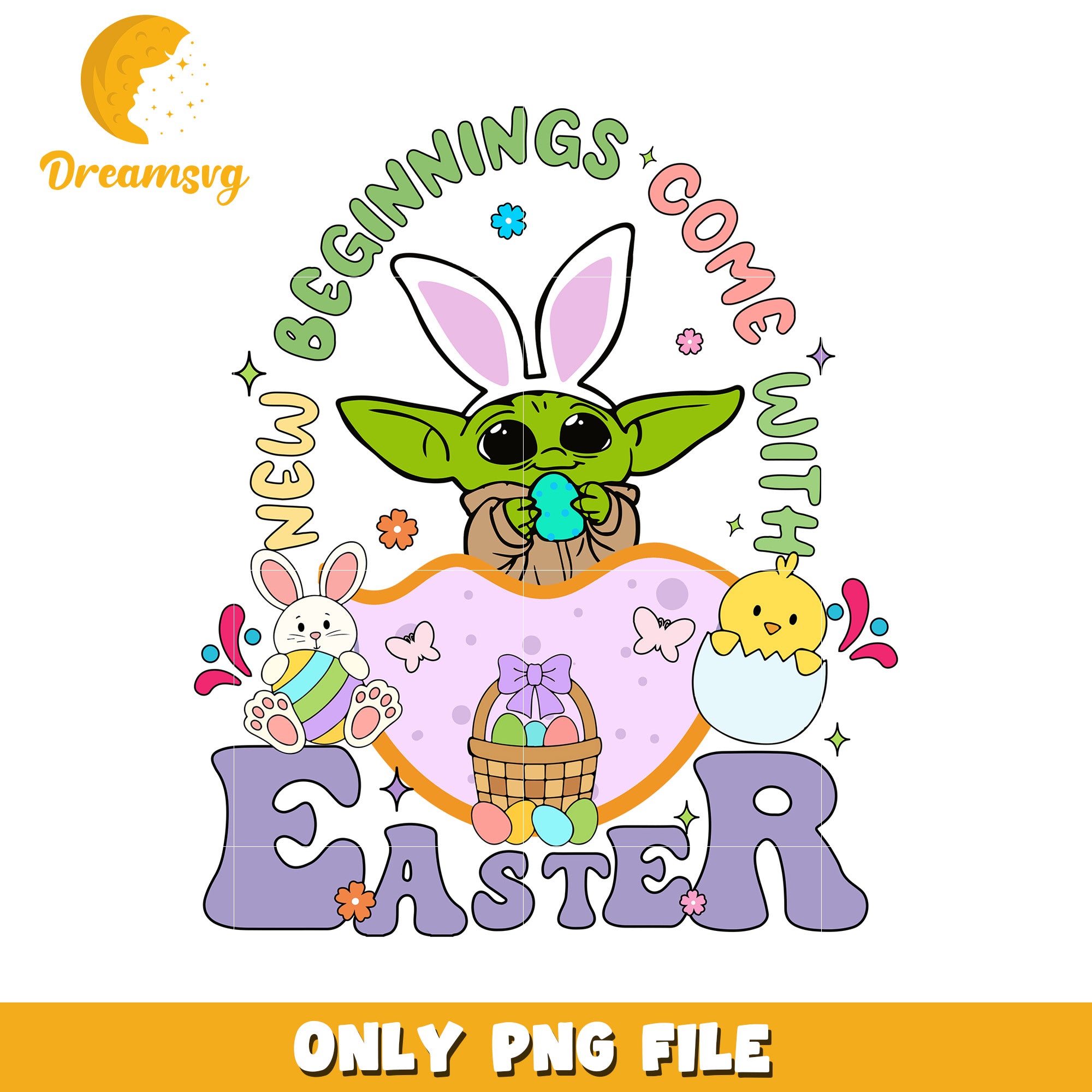 Easter Yoda PNG Cute Bunny Baby Yoda Design