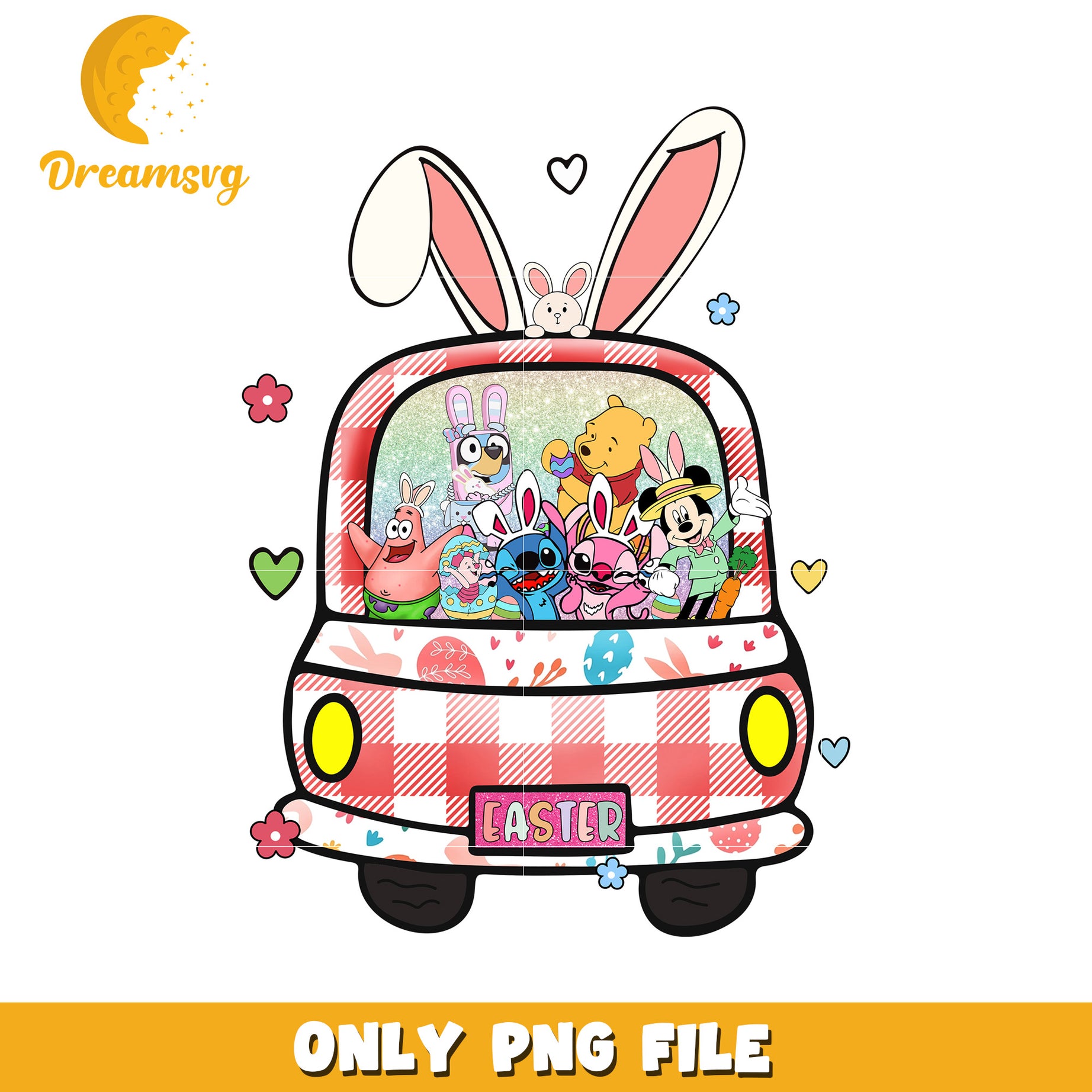 Easter bunny bus disney character png, easter egg png, disney png